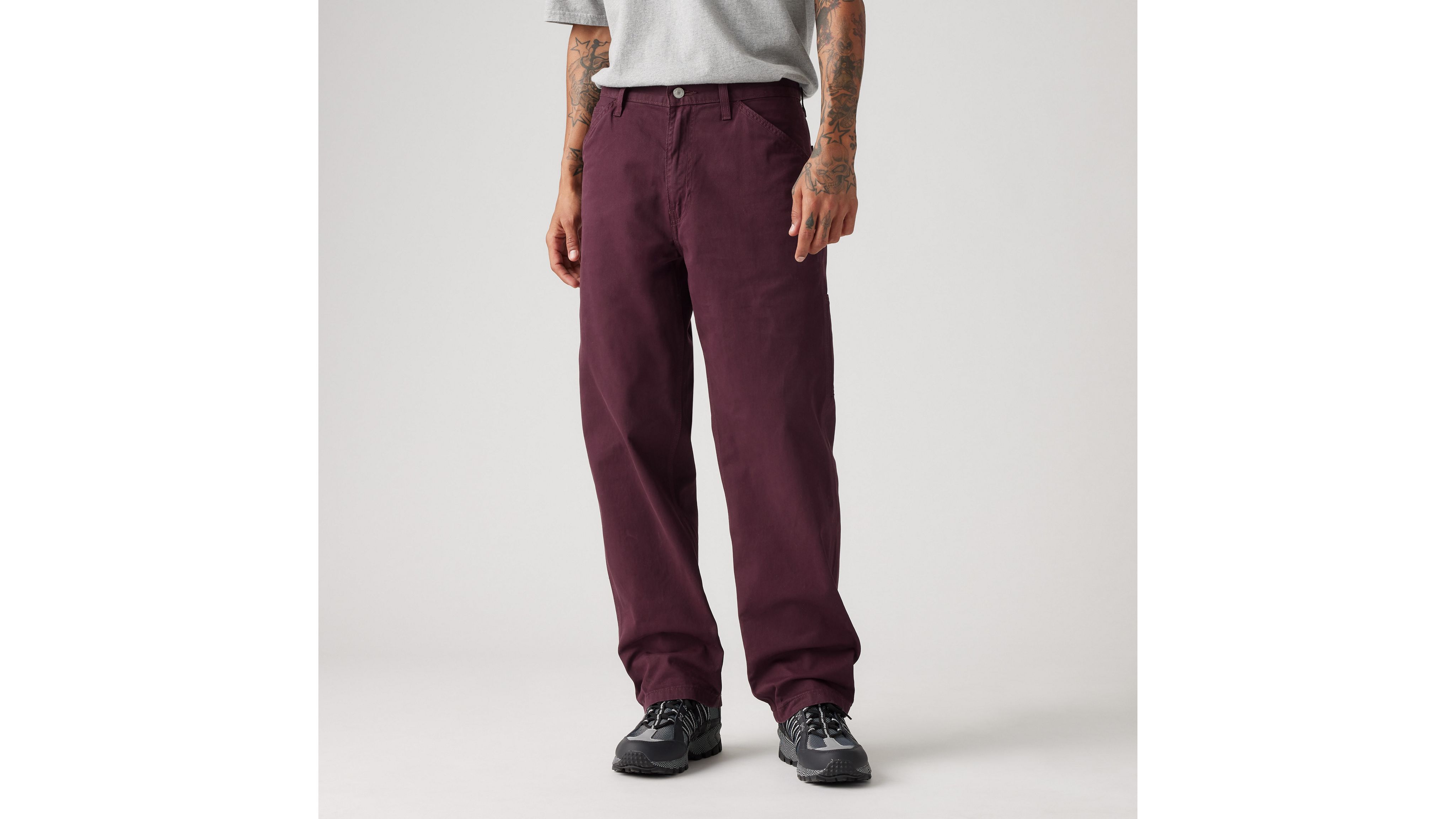 Levi's 568 Loose Straight Carpenter Pants In Deep Burgundy