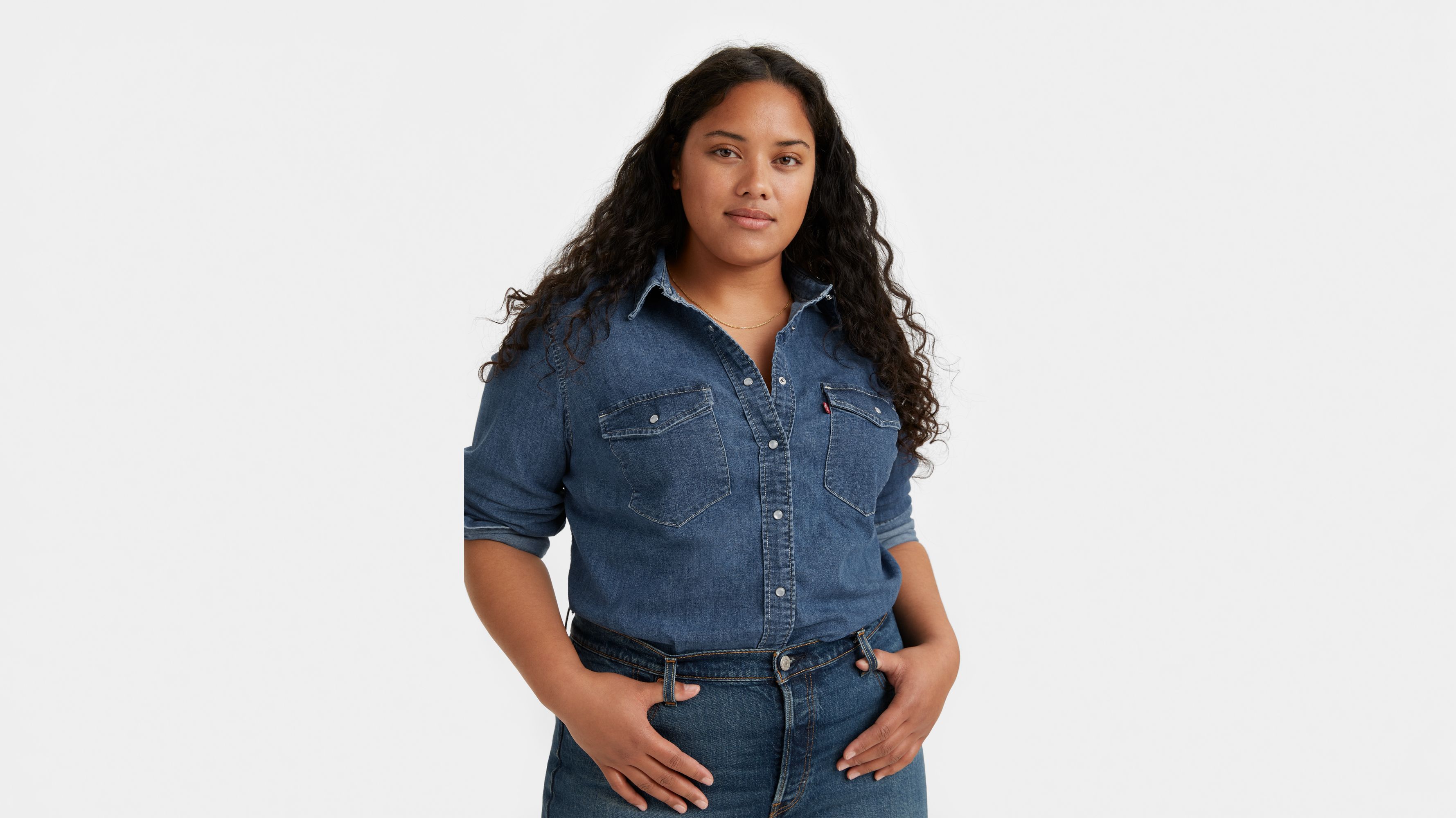 women's fitted levi denim shirt