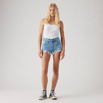LEVI'S 501 High Rise Mid-Thigh Womens Denim Shorts - Earthquake
