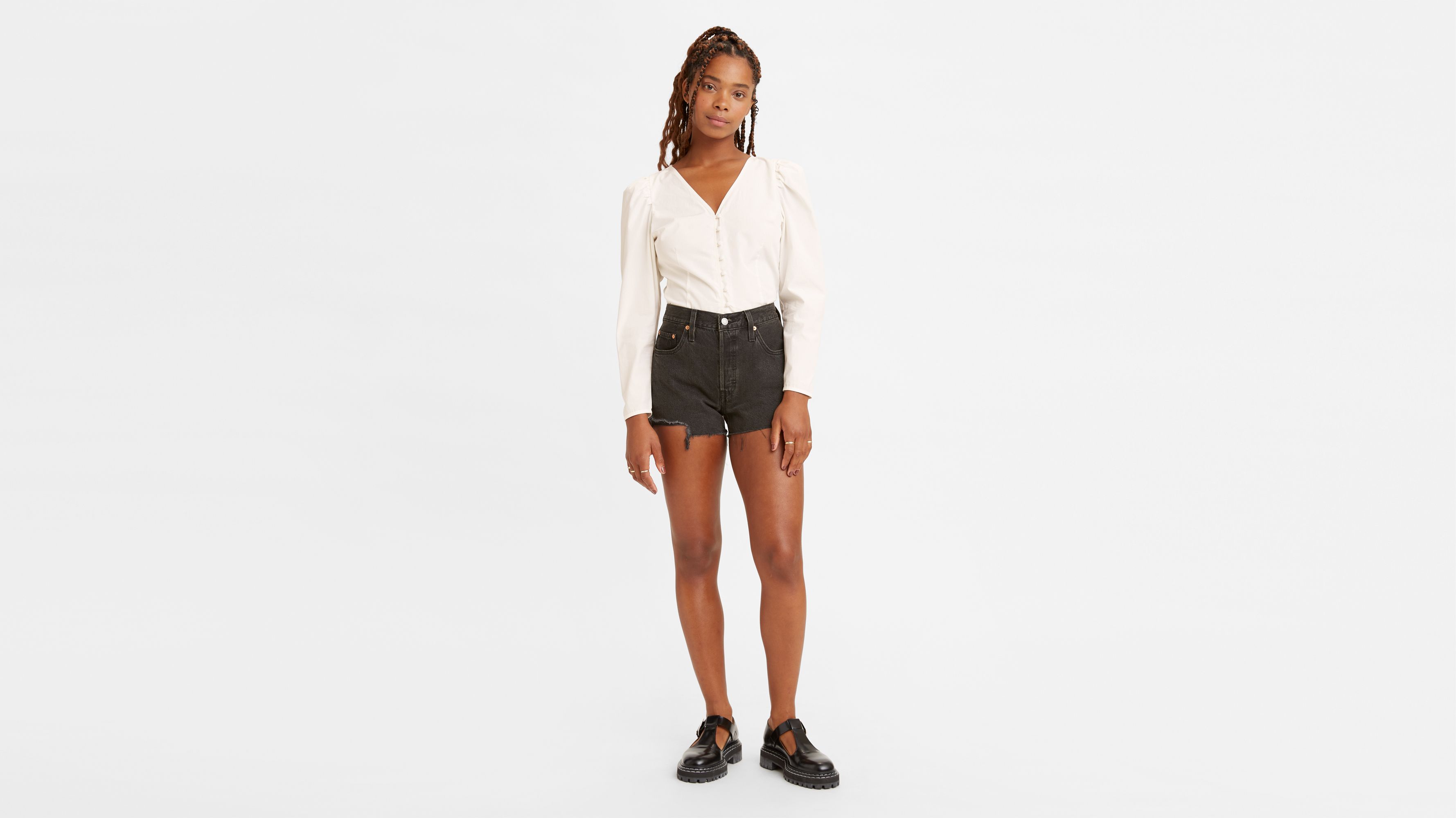 black womens denim shorts