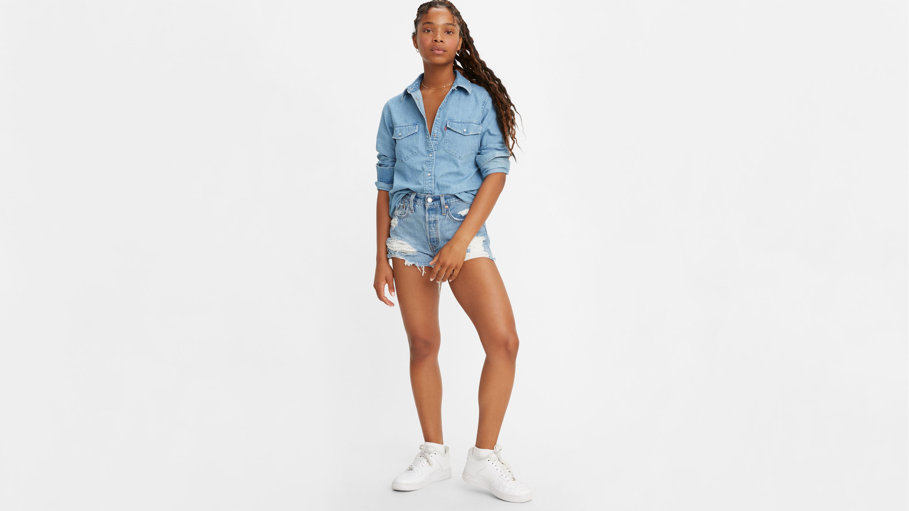 levi's 501 long denim shorts