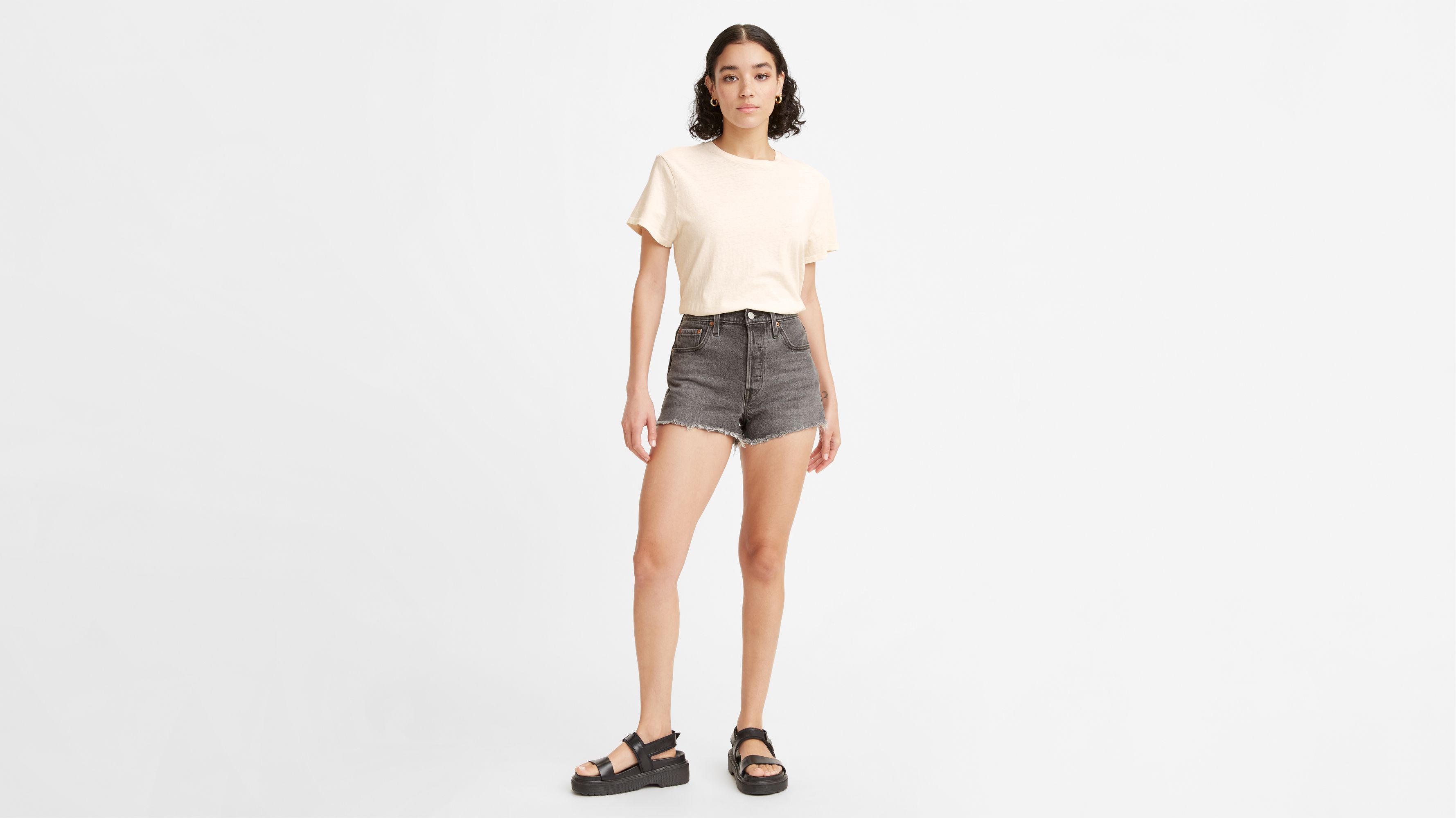 501® High Rise Women's Shorts - Black | Levi's® CA