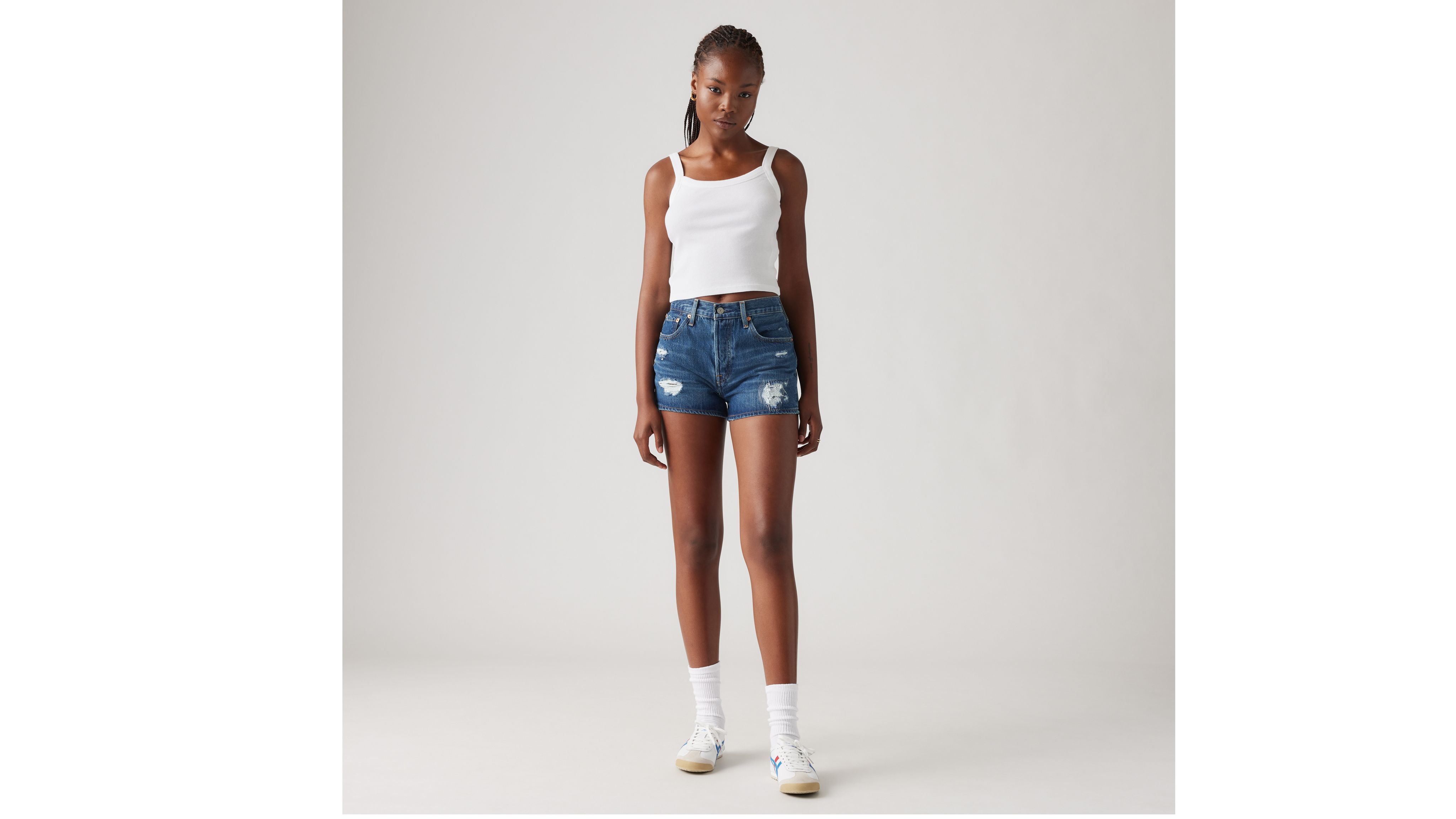Levi's 501 Original Fit High Rise Women's Shorts 24 In Broken Midnight