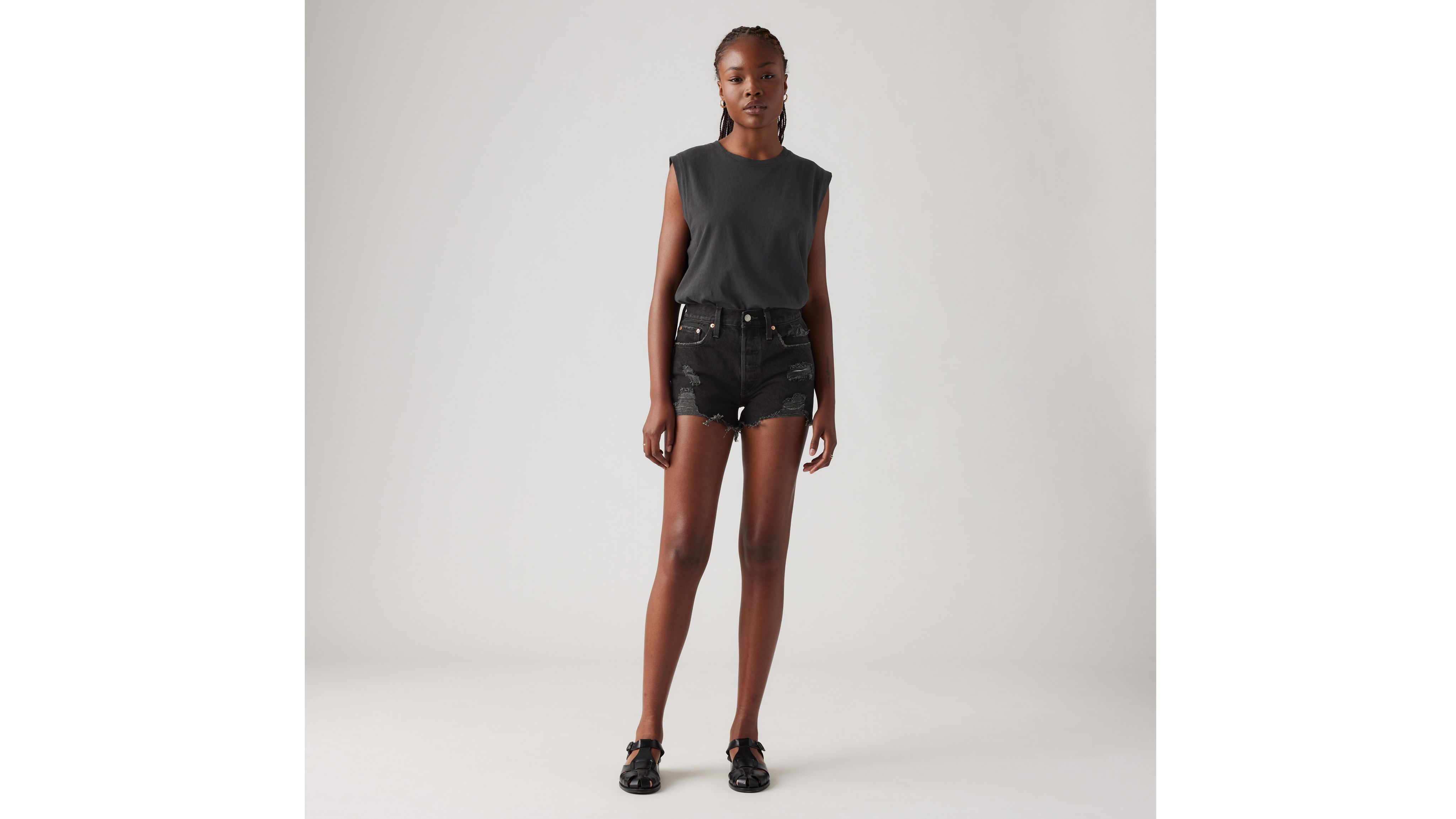 501® Original Fit High Rise Women's Shorts - Black | Levi's® US