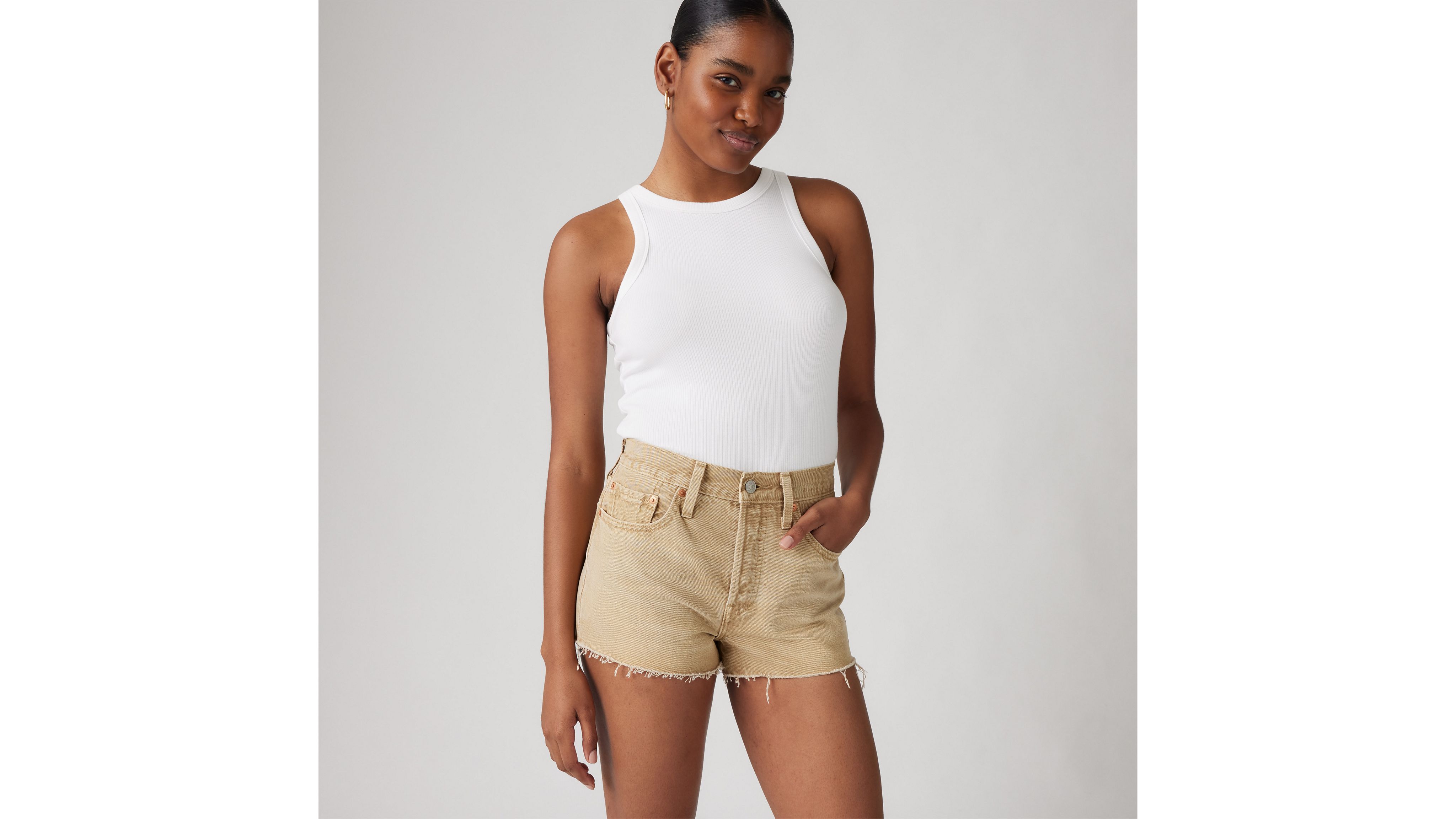 Levi's 501 Original Fit High Rise Women's Shorts 33 In Scraped Travertine