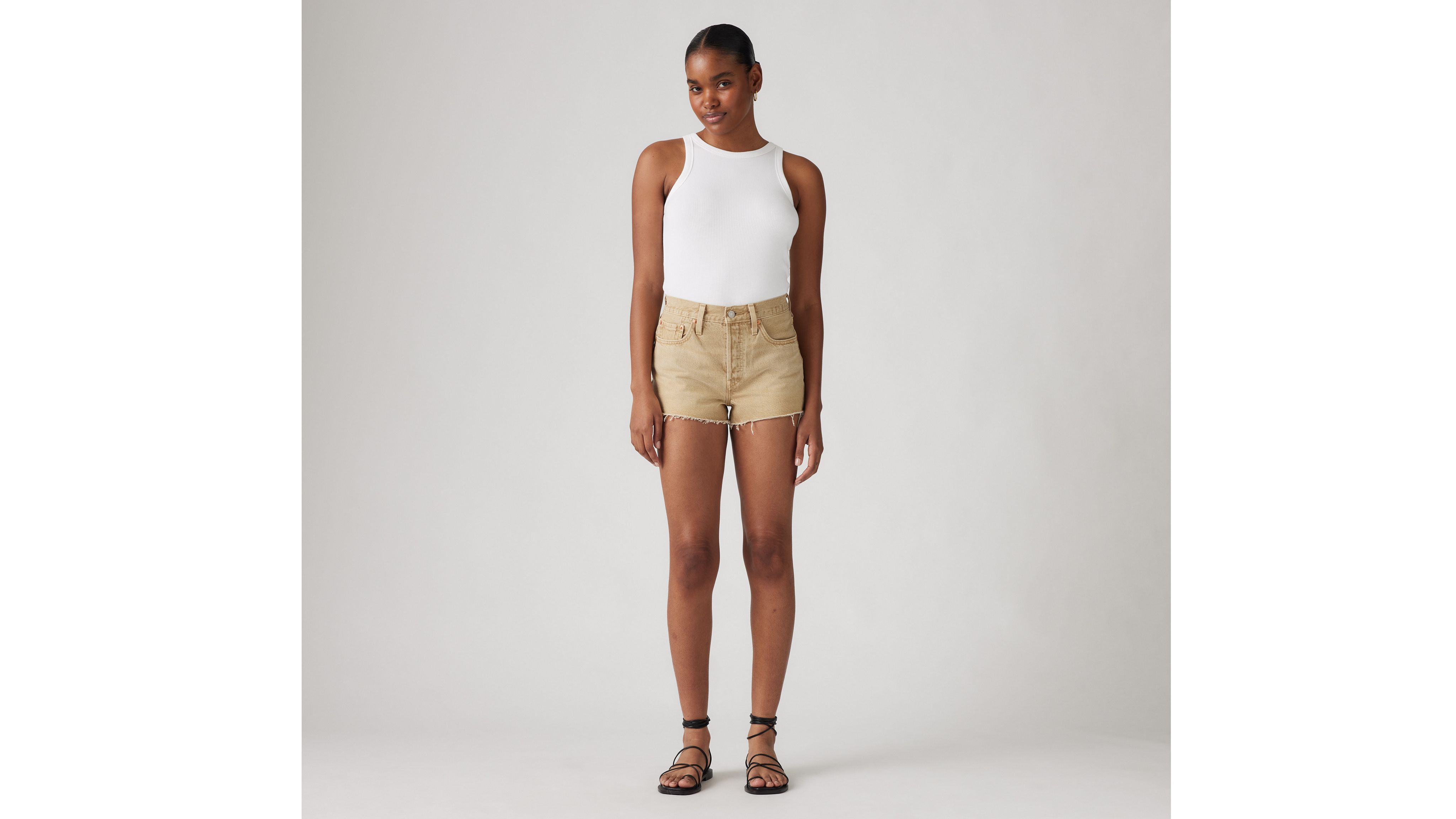 Levi's 501 Original Fit High Rise Women's Shorts 33 In Scraped Travertine
