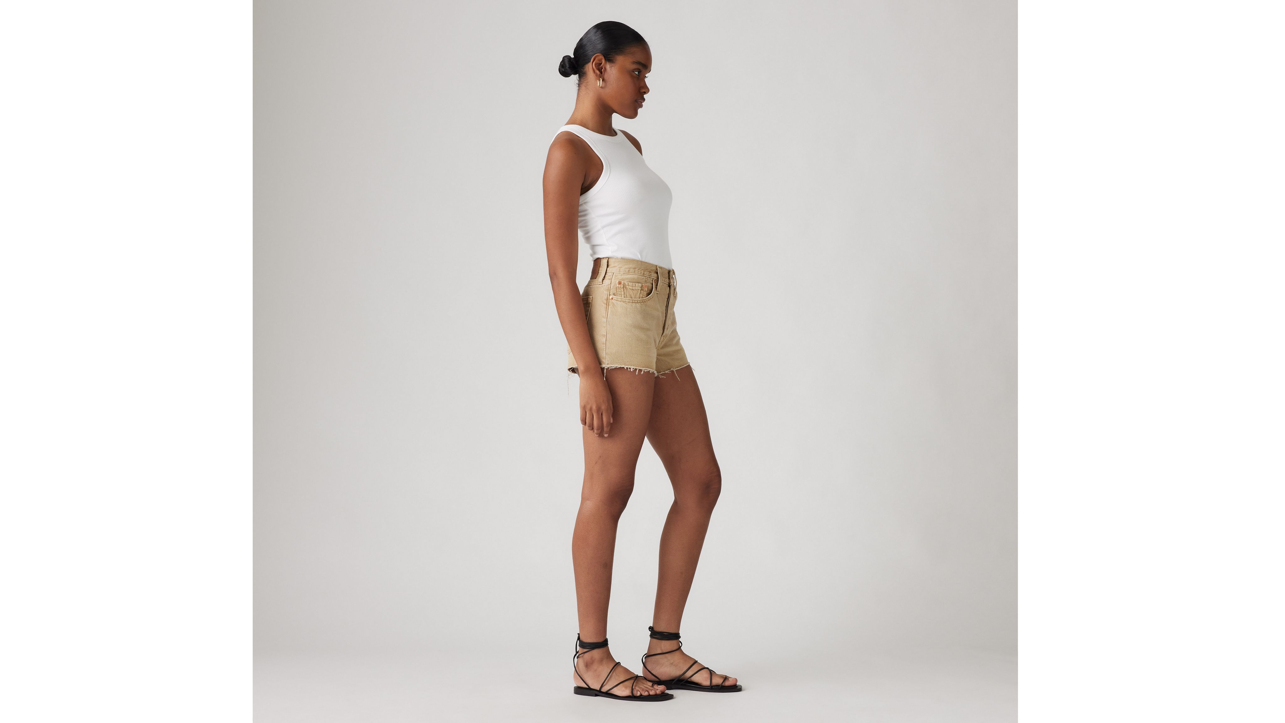 Levi's 501 Original Fit High Rise Women's Shorts 33 In Scraped Travertine