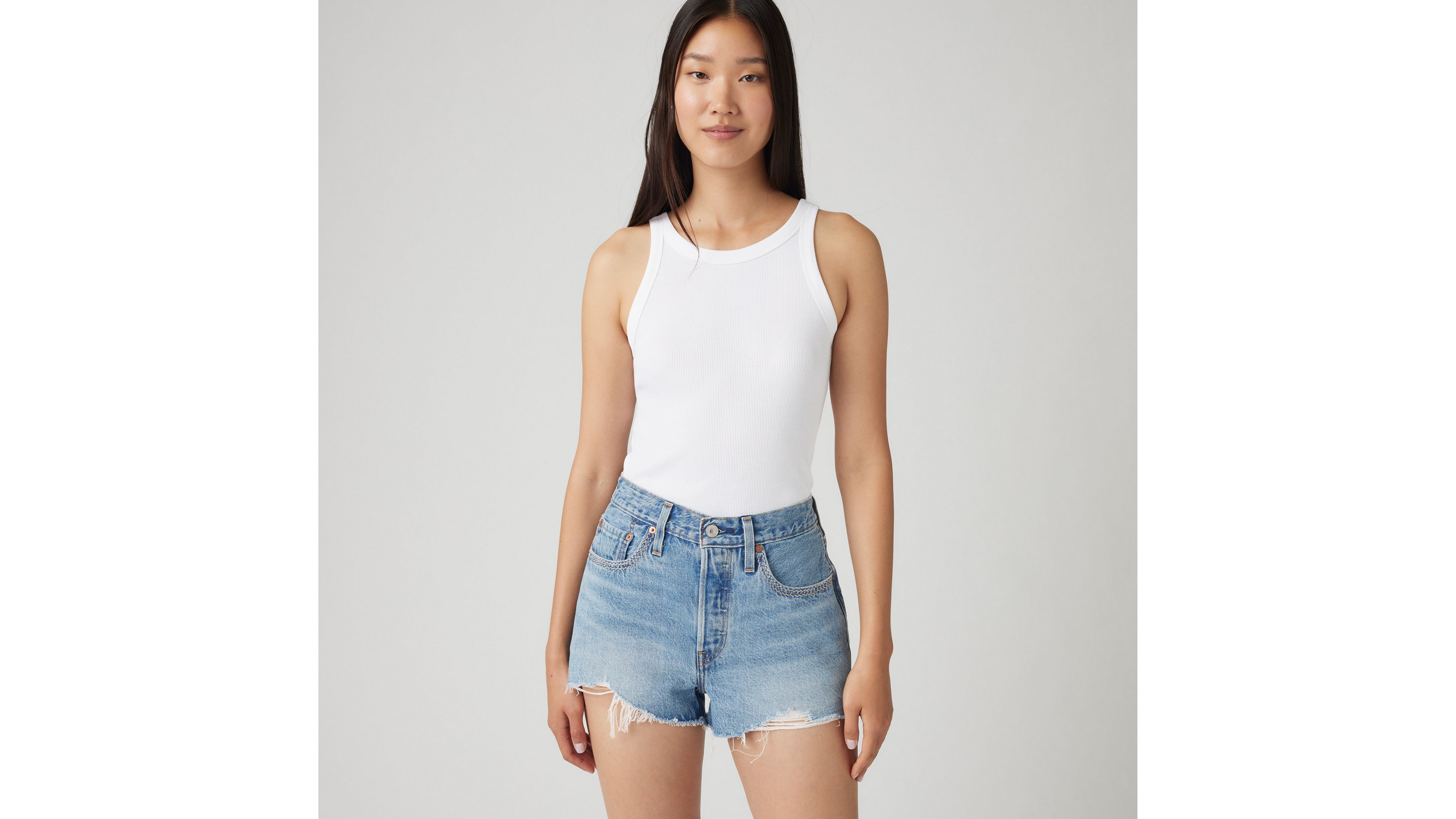 Levi's 501 Original Fit High Rise Women's Shorts 26 In Blue