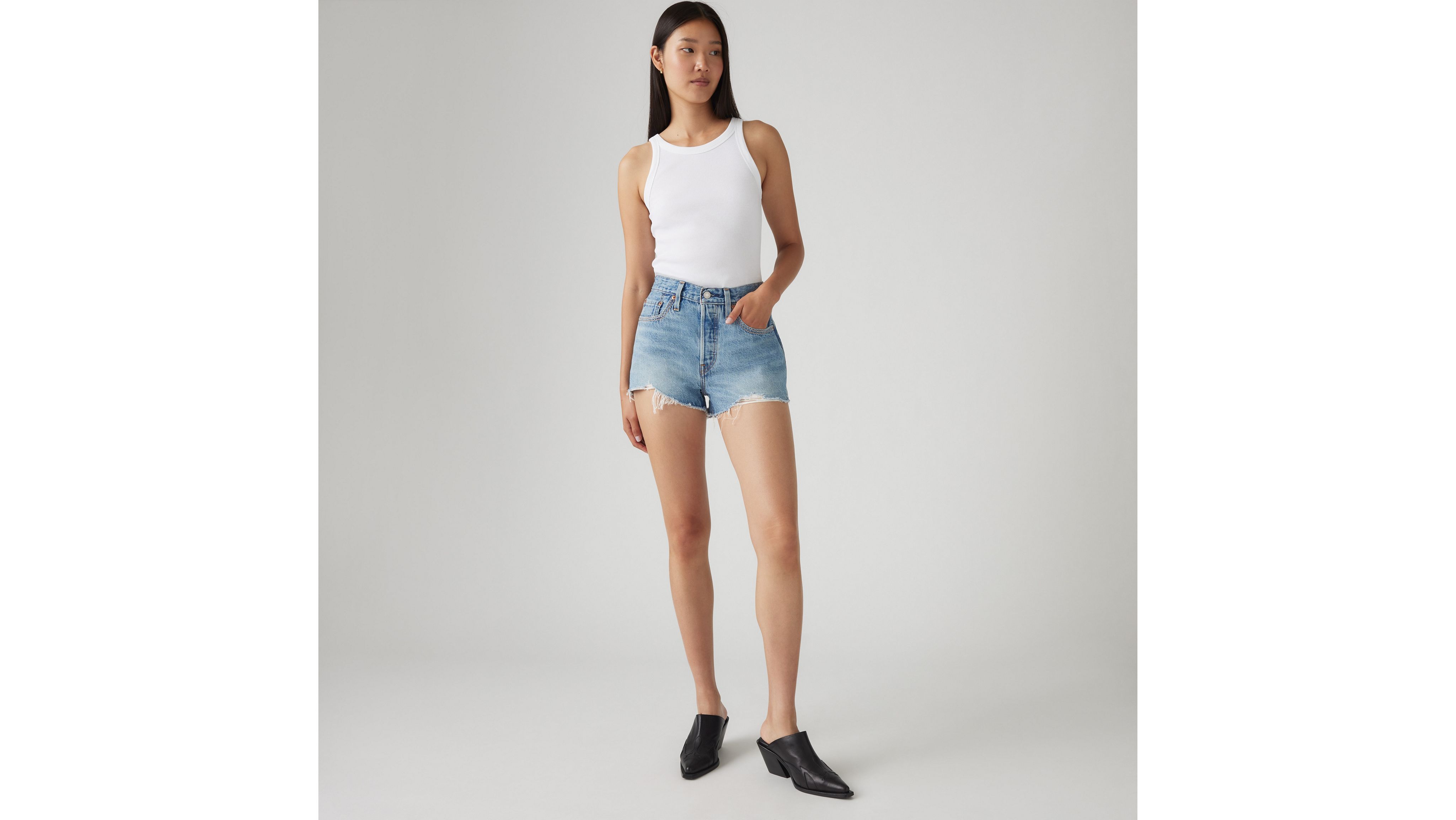Levi's 501 Original Fit High Rise Women's Shorts 26 In Blue