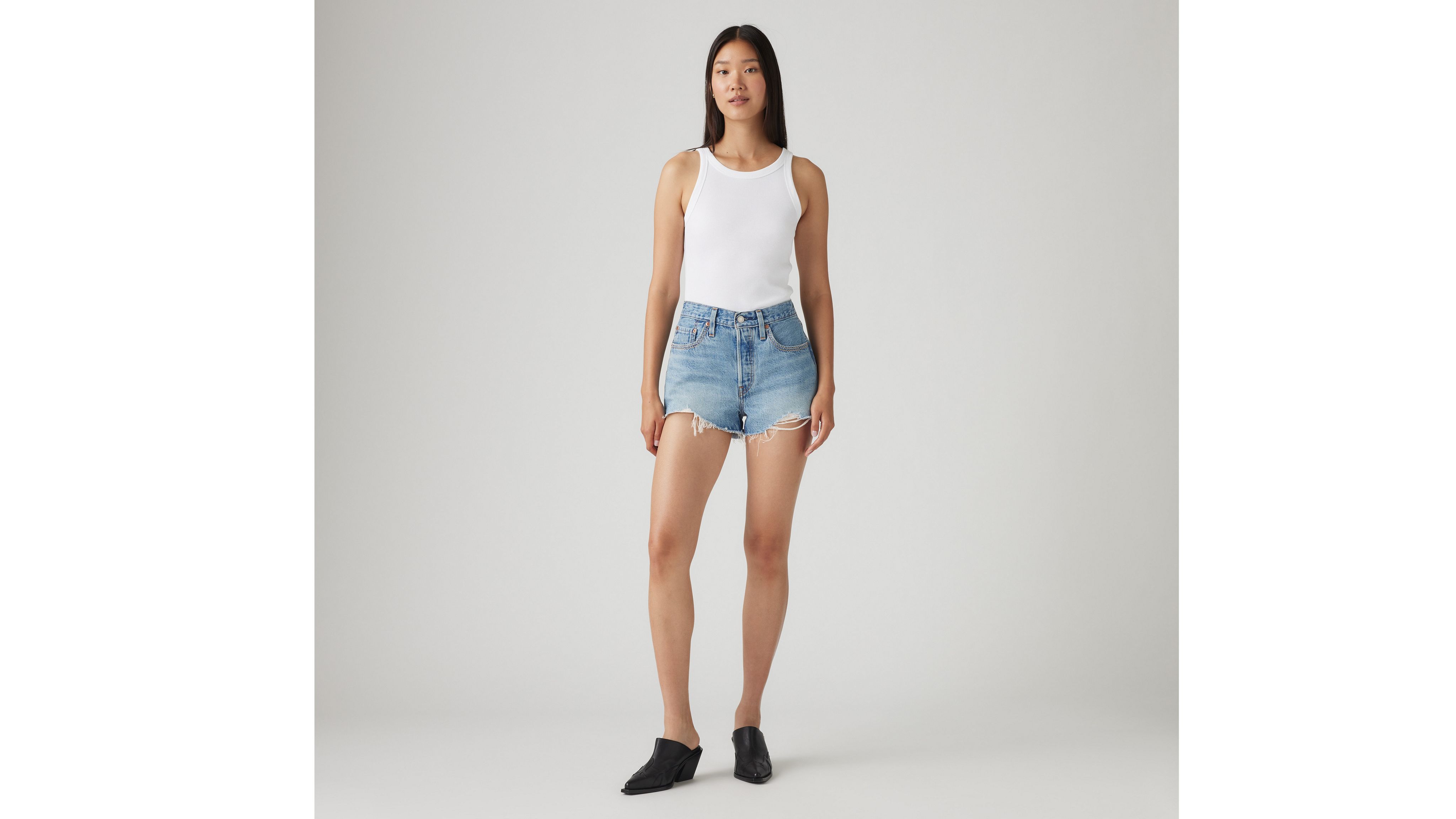 Levi's 501 Original Fit High Rise Women's Shorts 26 In Blue