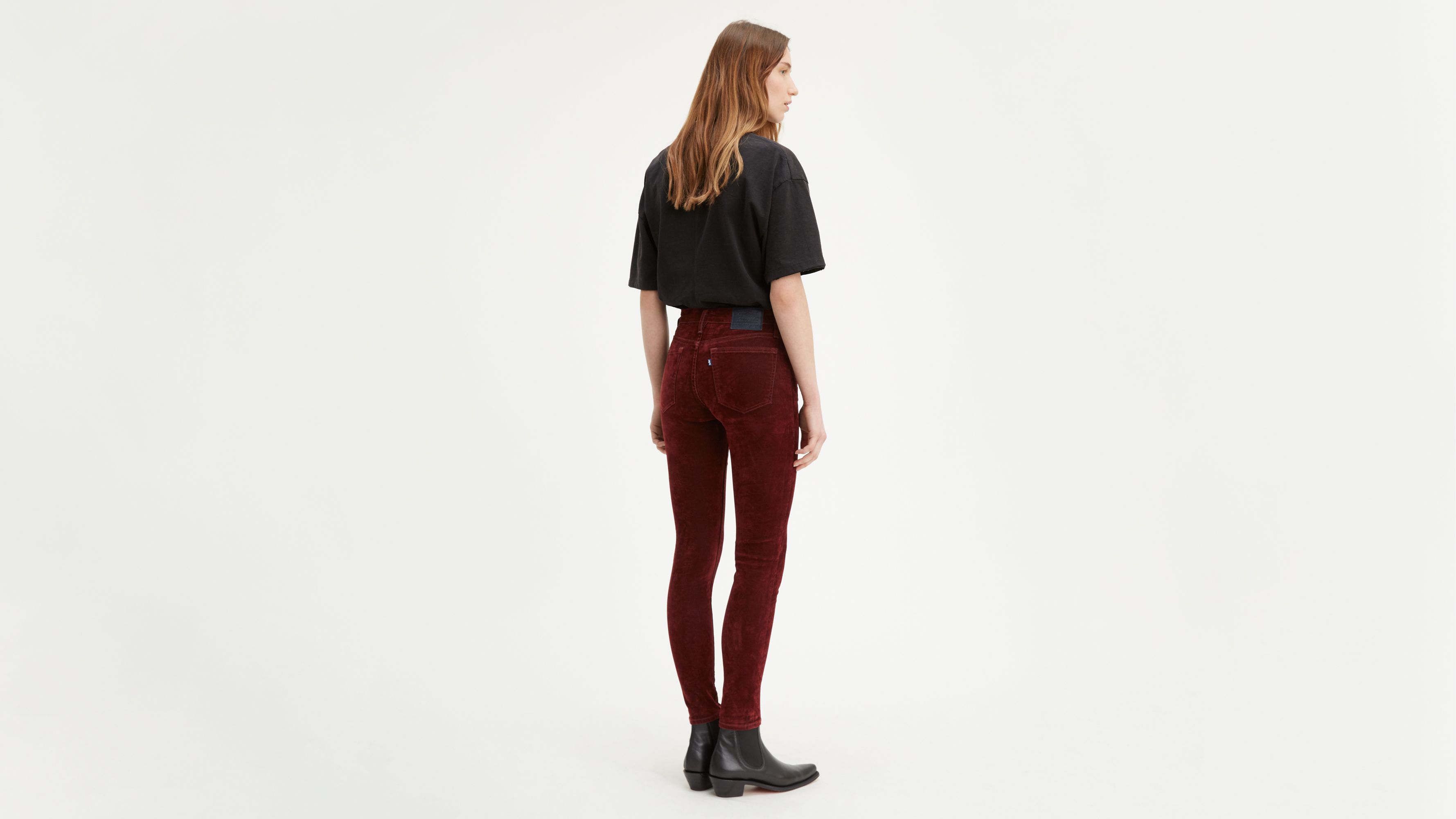 721 High Rise Velvet Pants - Red