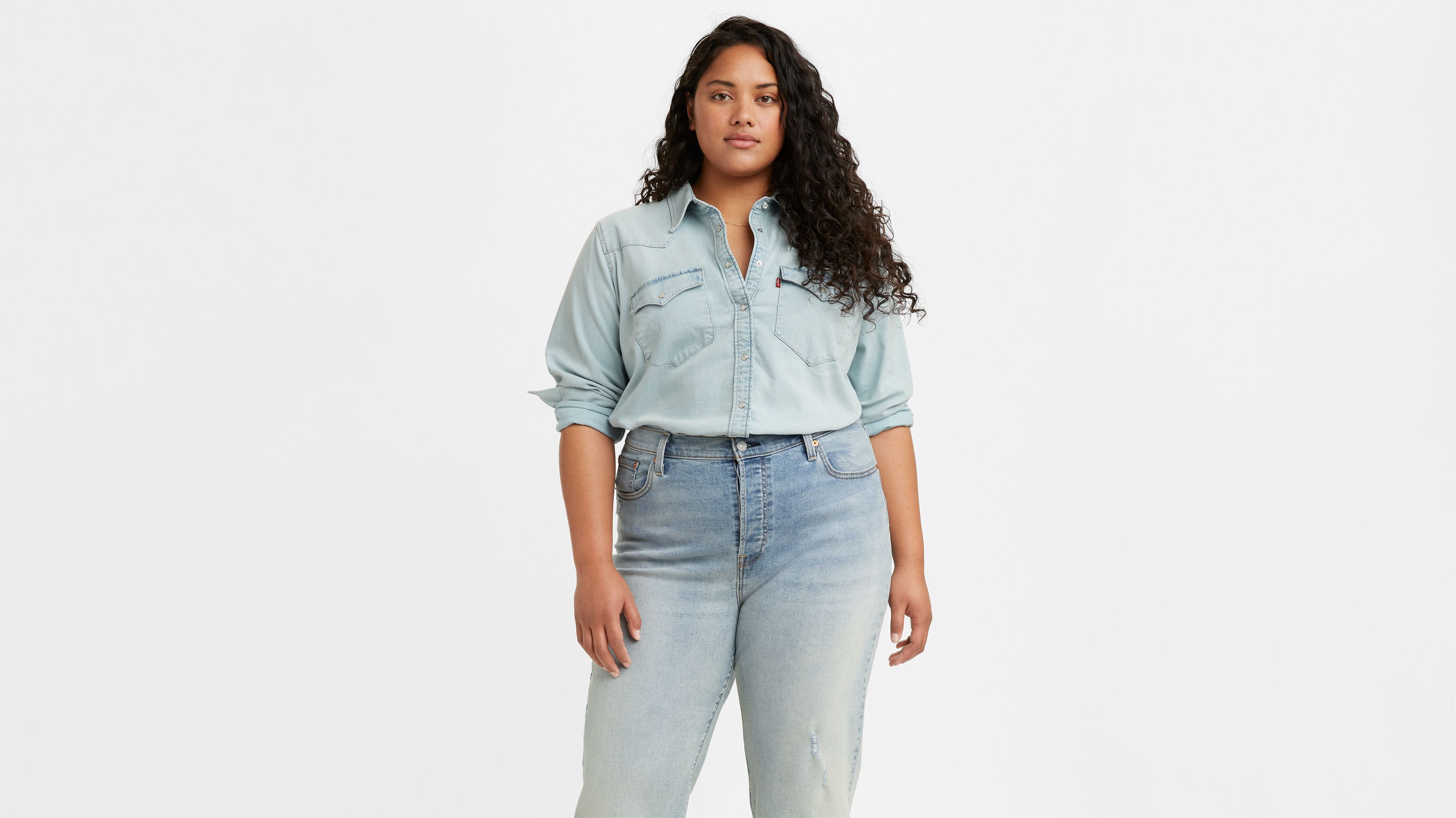 Levi's Levis Trendy Plus Size Essential Western Cotton Shirt Classic  Straight Leg Jeans in Blue