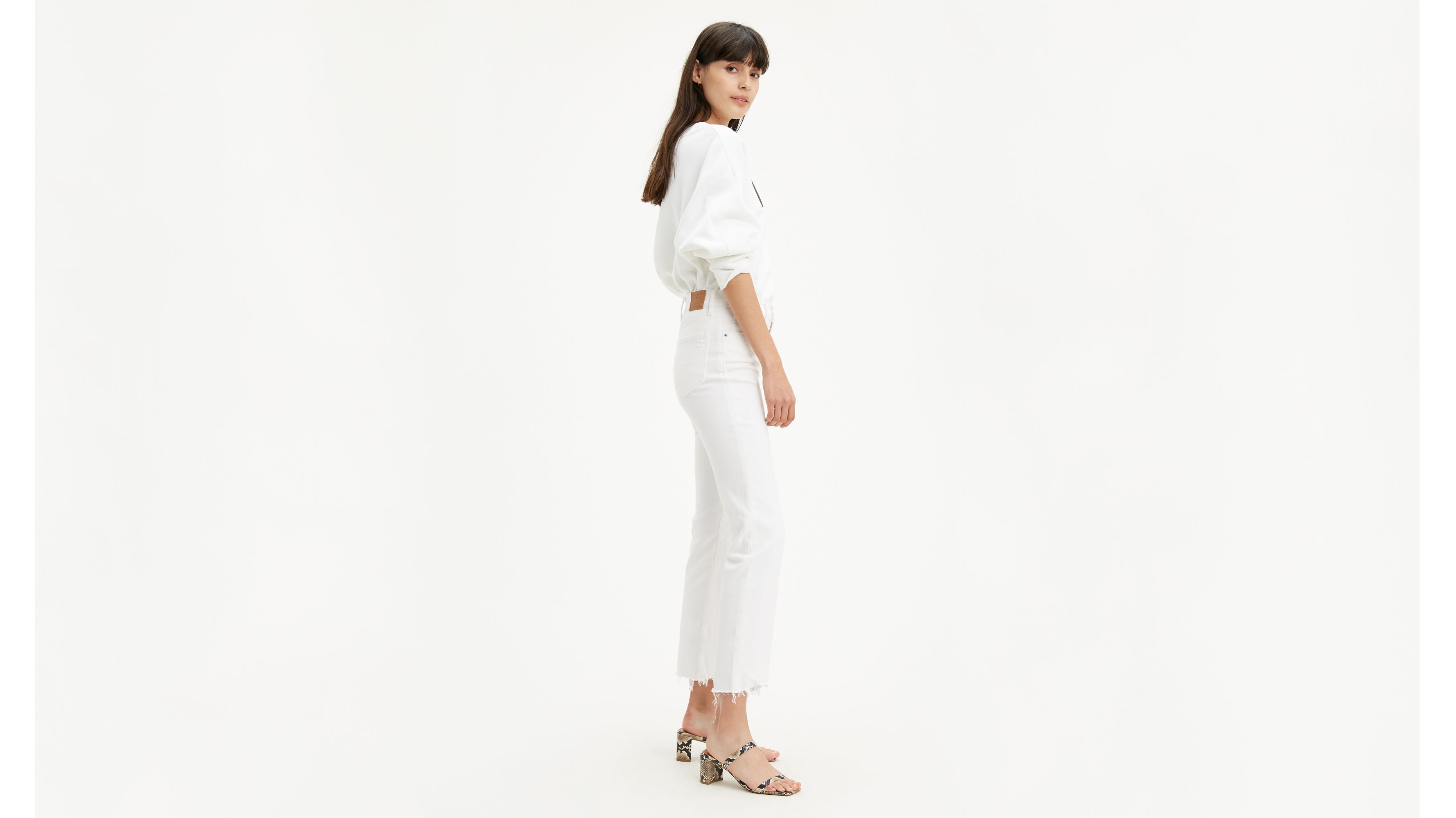 levi's high rise white jeans