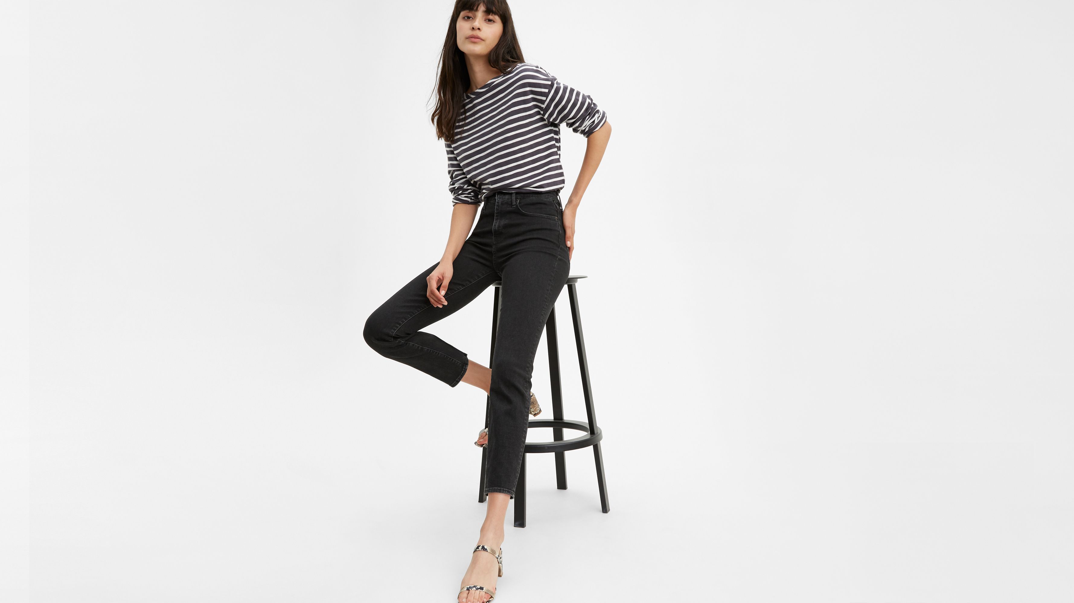 levi's high rise straight crop