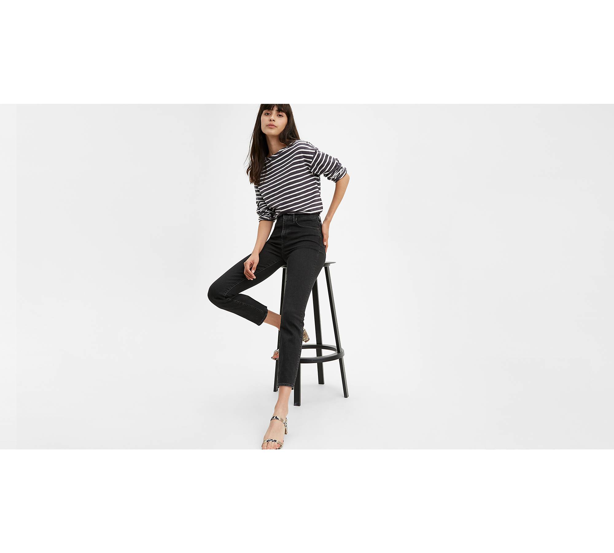 724 High Rise Slim Straight Crop Women's Jeans - Black | Levi's® US