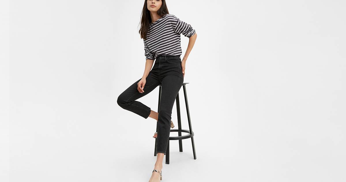 724 High Rise Slim Straight Crop Women's Jeans - Black | Levi's® US