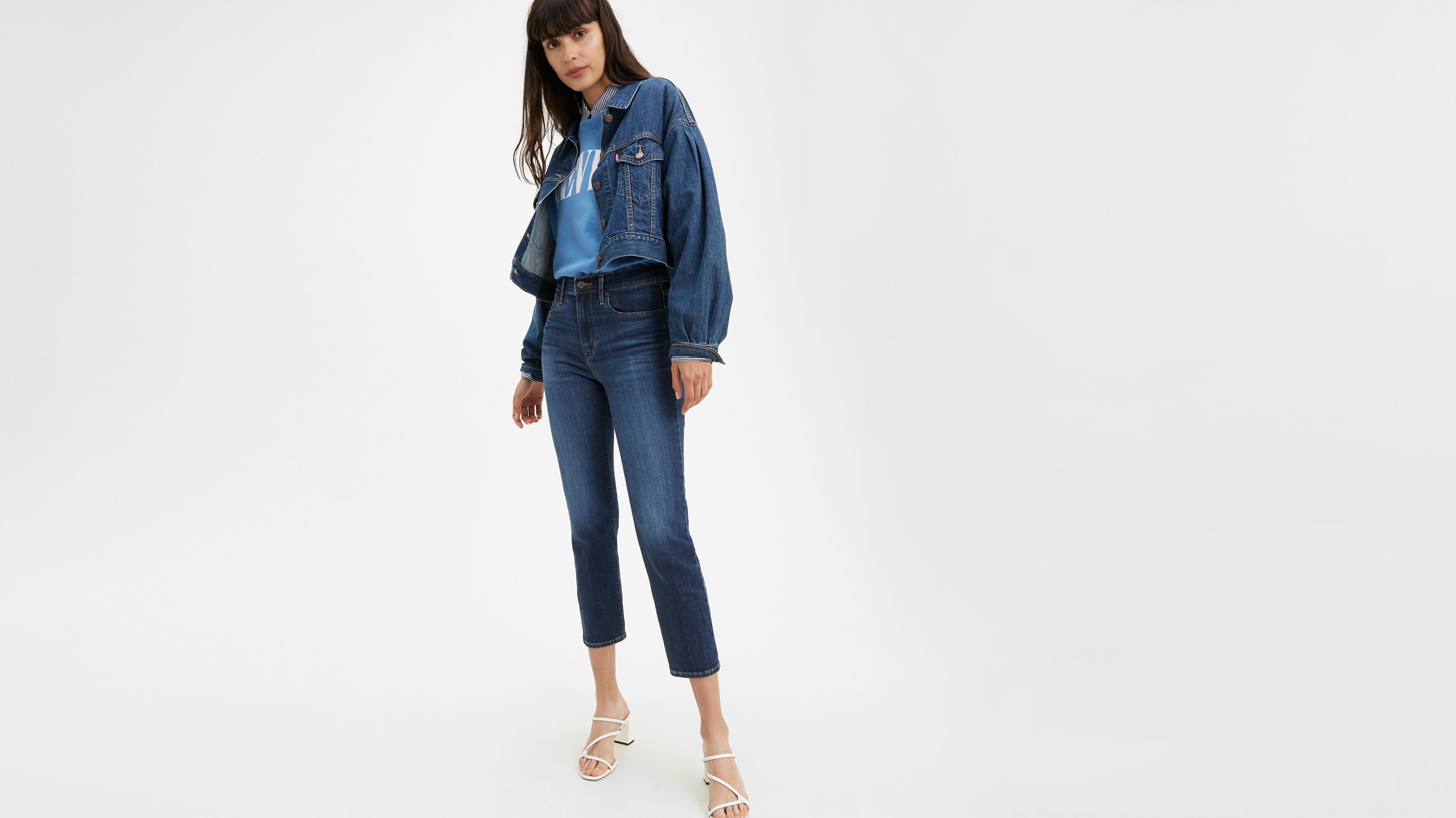 levi's high rise straight crop