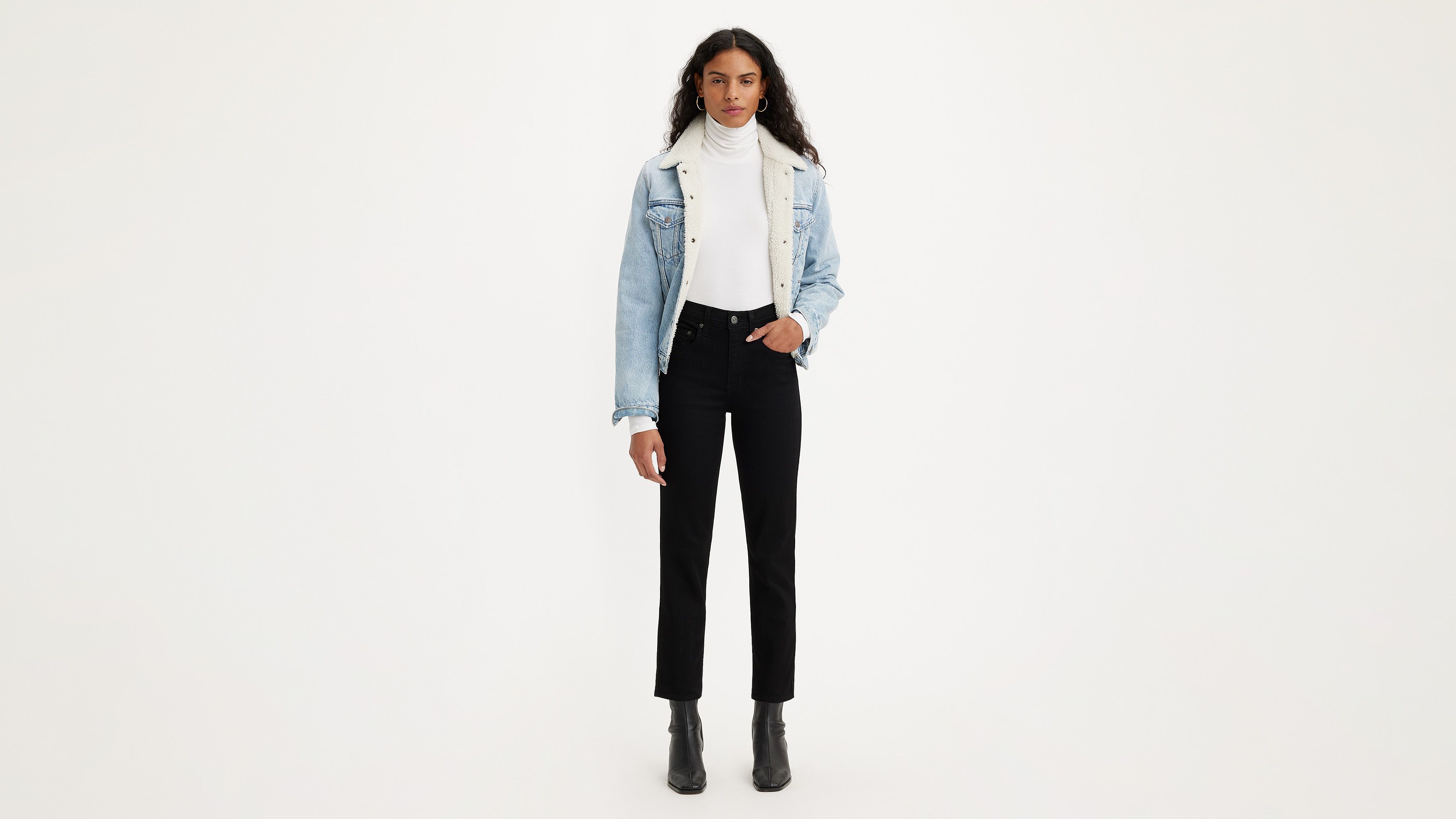 724 High Rise Slim Straight Cropped Women's Jeans - Black | Levi's® US