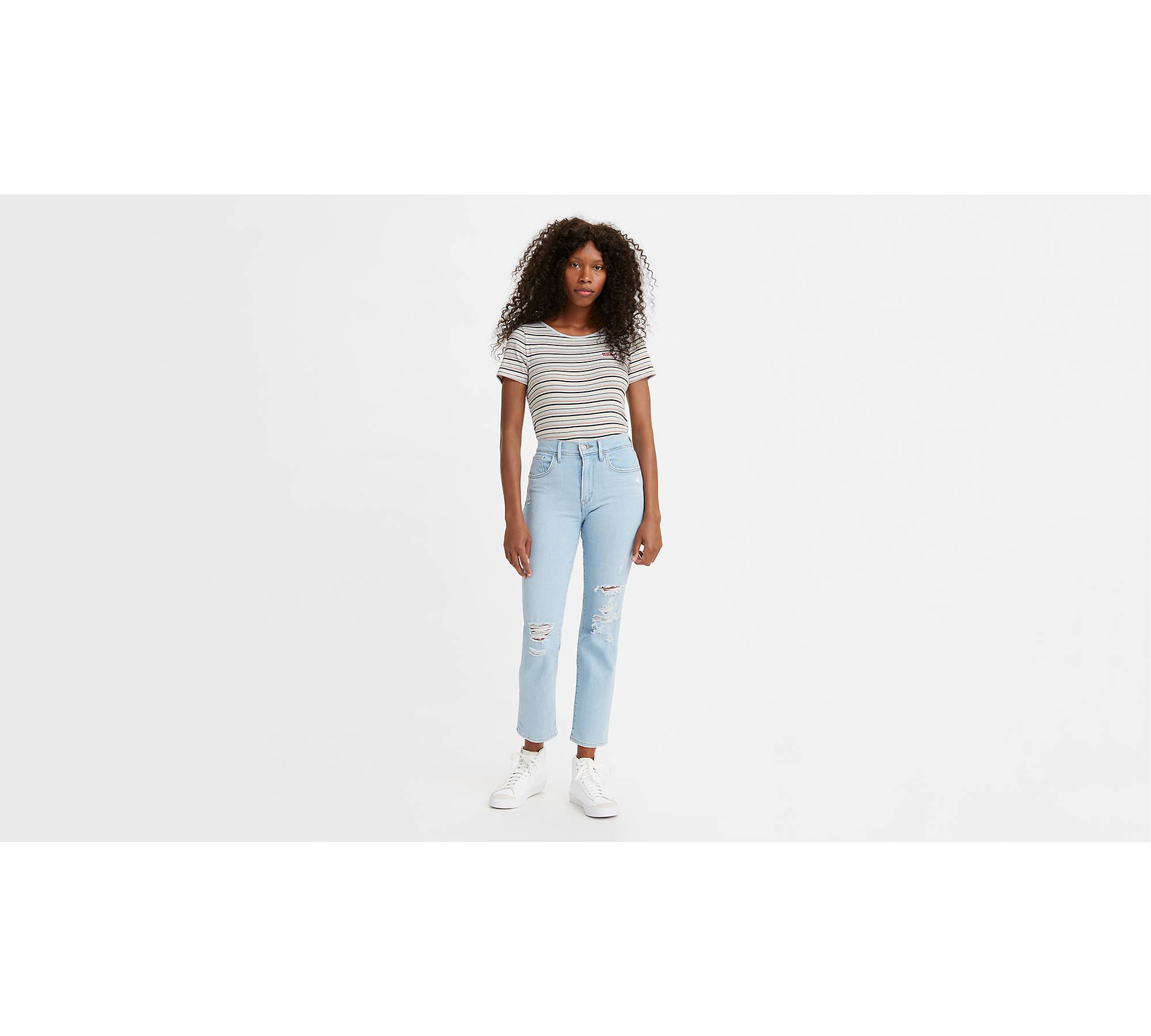 NMMONI CROPPED HIGH WAISTED STRAIGHT FIT JEANS