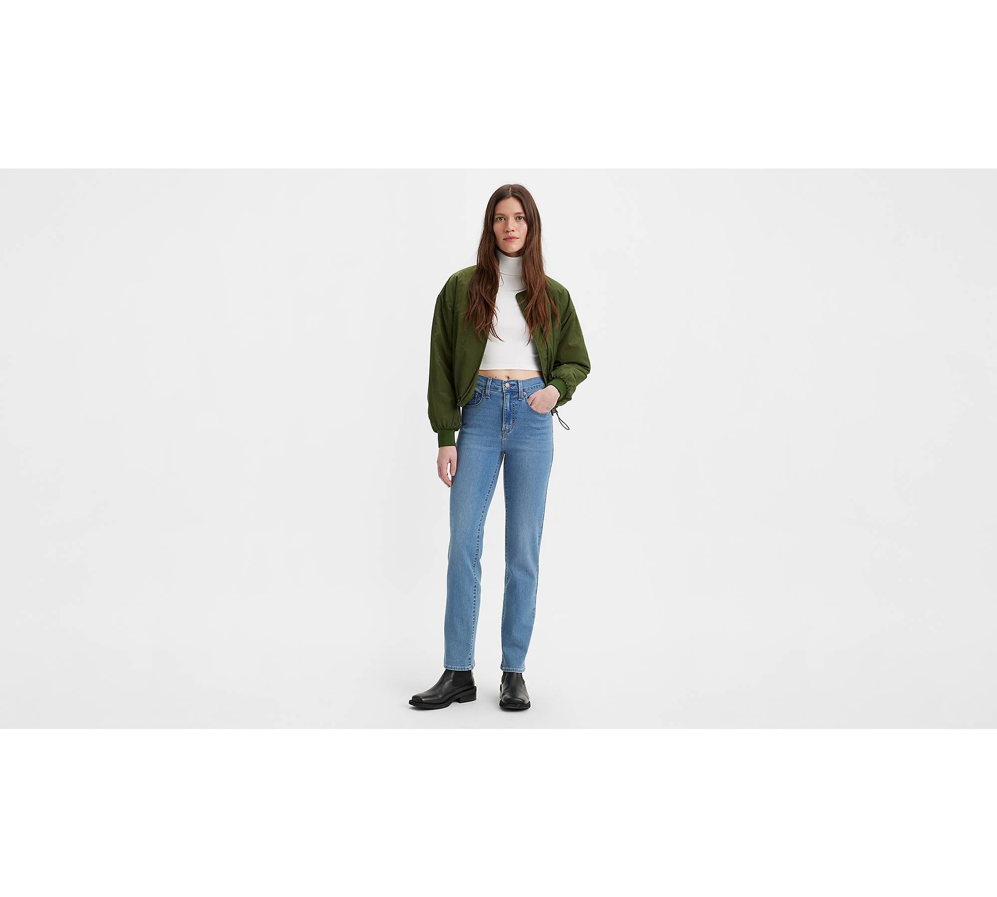 724™ High Rise Straight Crop Jeans - Blue | Levi's® IE