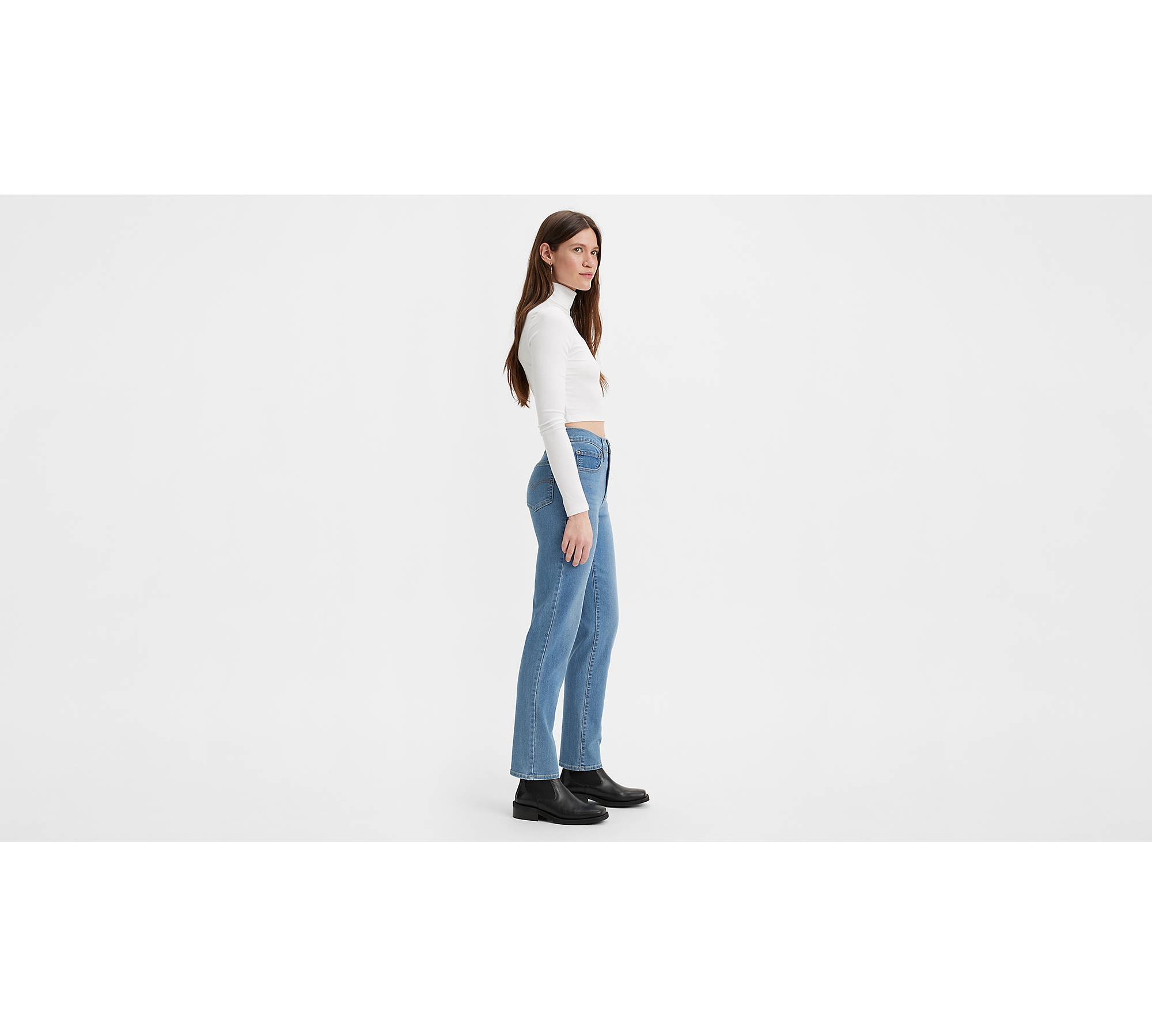 724™ High Rise Straight Crop Jeans - Blue | Levi's® GB