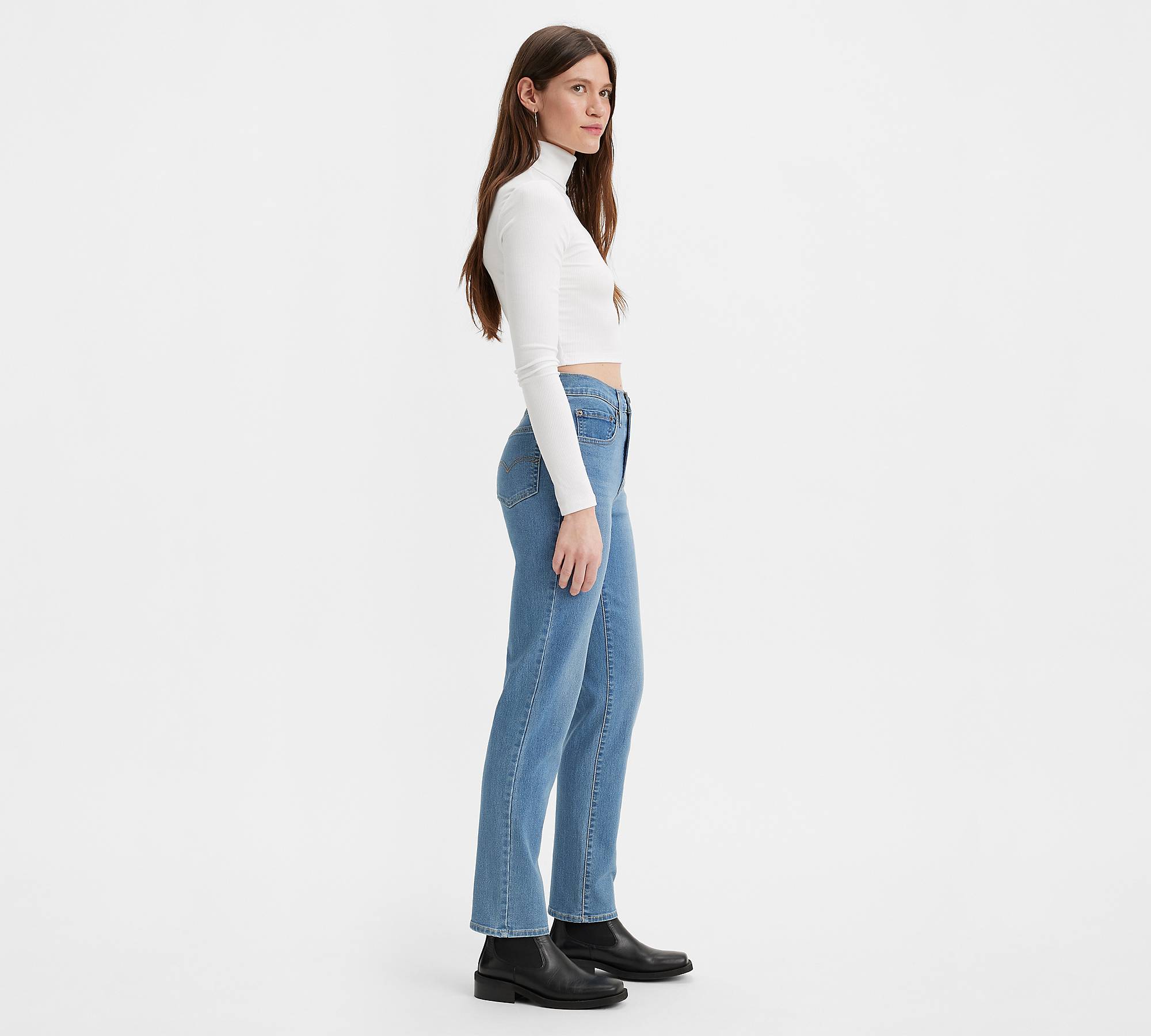 724™ High Rise Straight Crop Jeans - Blue | Levi's® GB