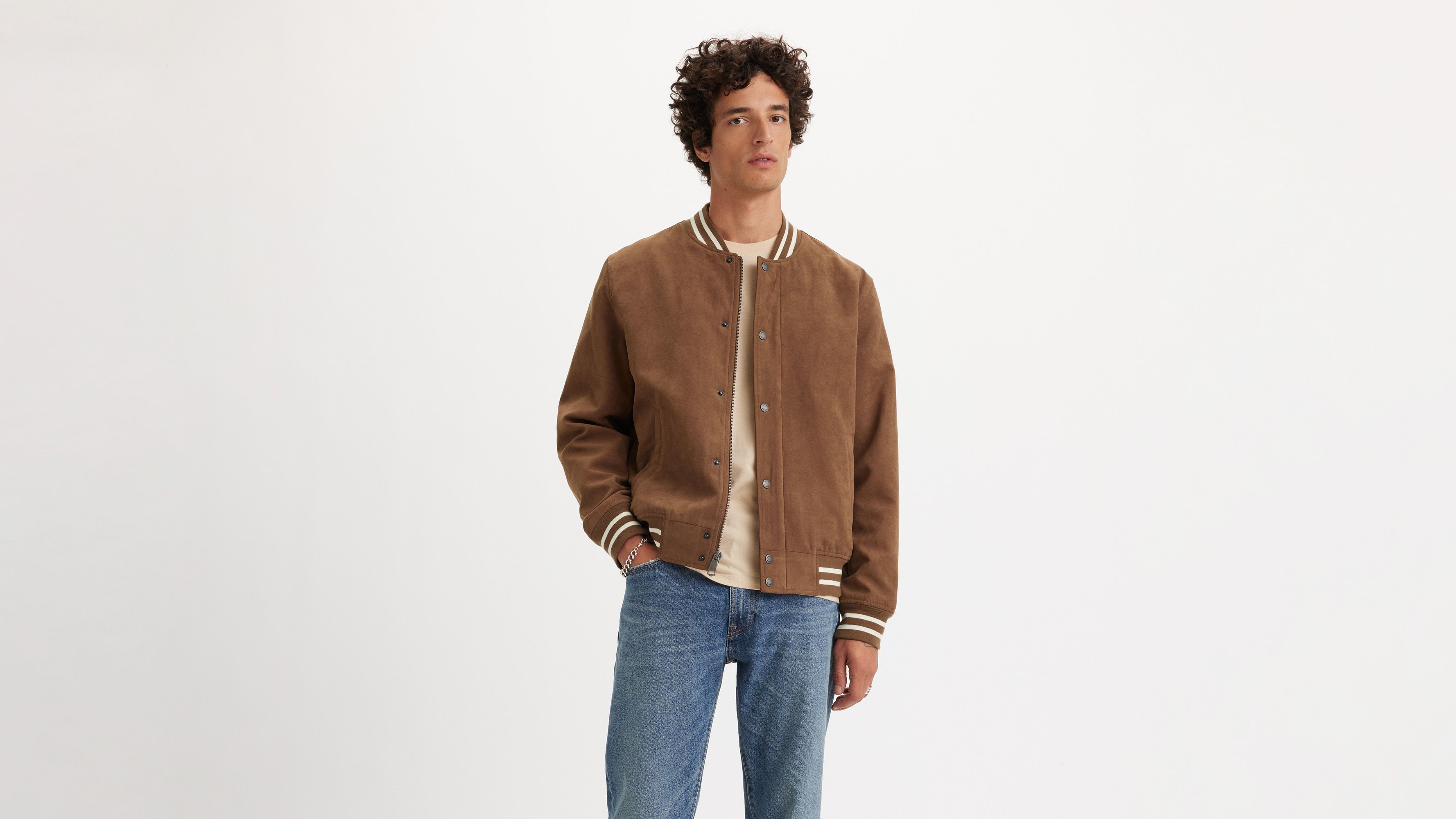 Faux Suede Varsity Jacket Brown Levi s US