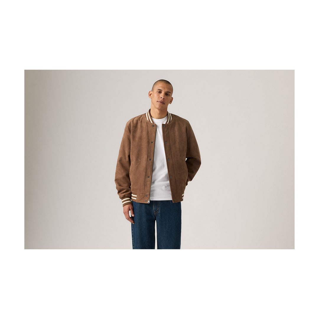 Levi's Faux Suede Varsity Jacket In Brown
