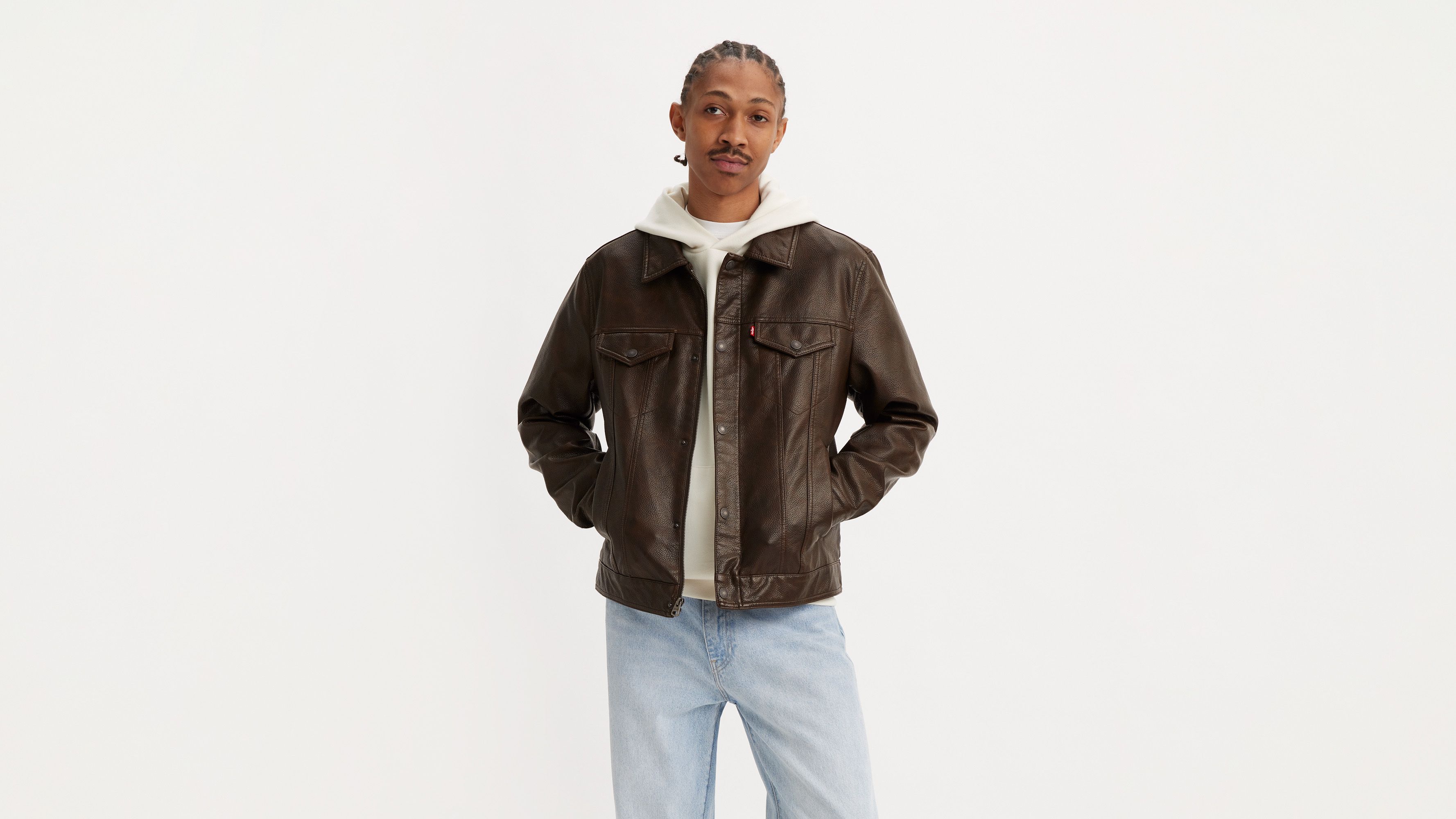 Faux Leather Trucker Jacket
