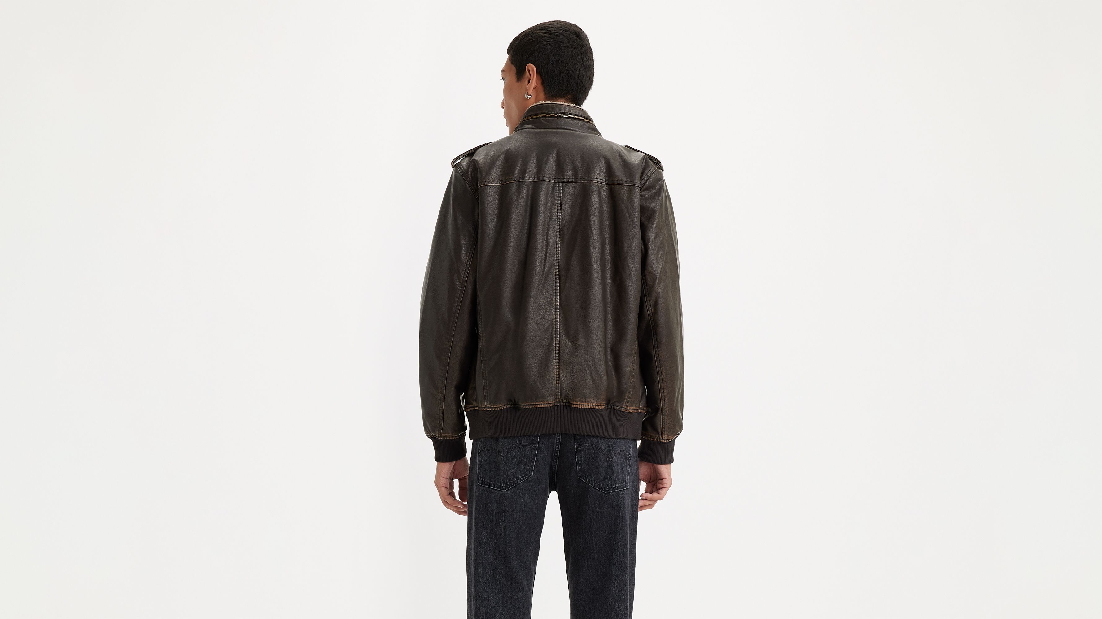 Levi's faux leather jacket hot sale mens