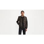 Faux Leather Sherpa Bomber Jacket 1