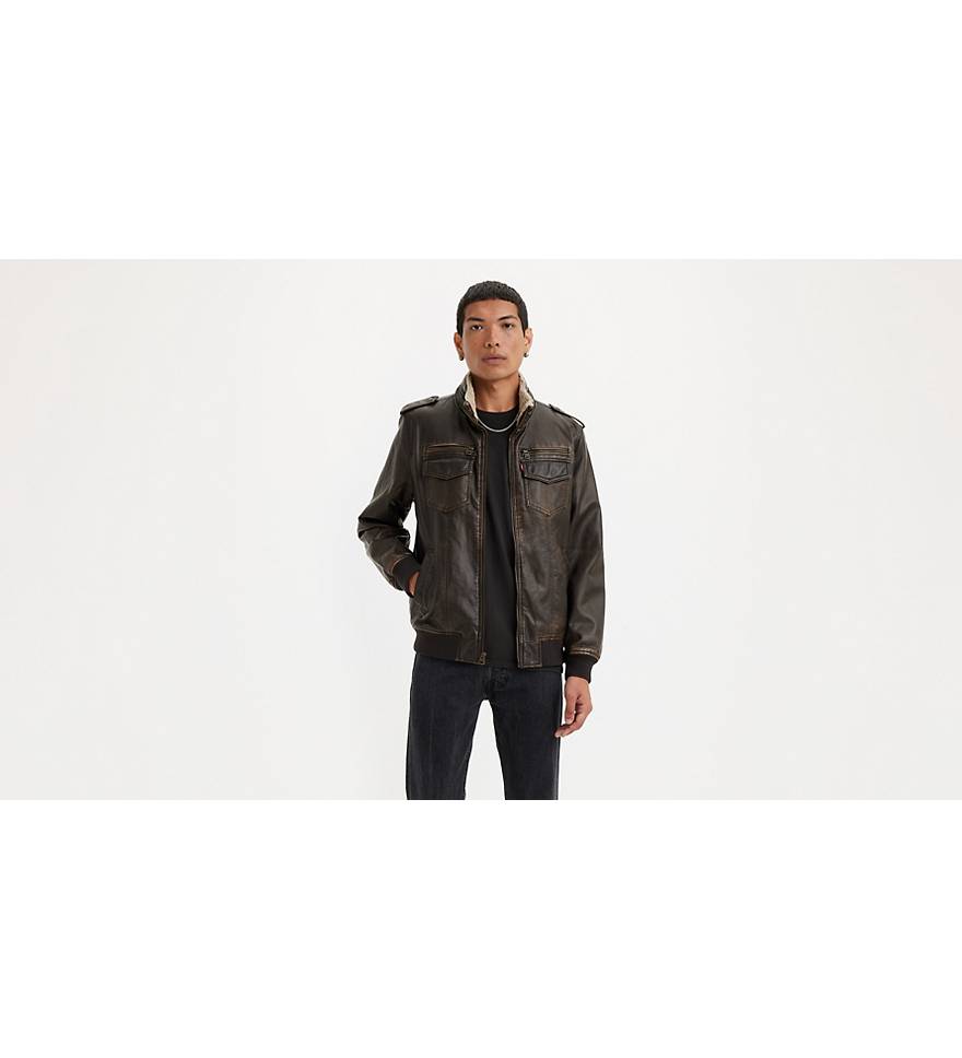 Faux Leather Sherpa Bomber Jacket - Black | Levi's® US