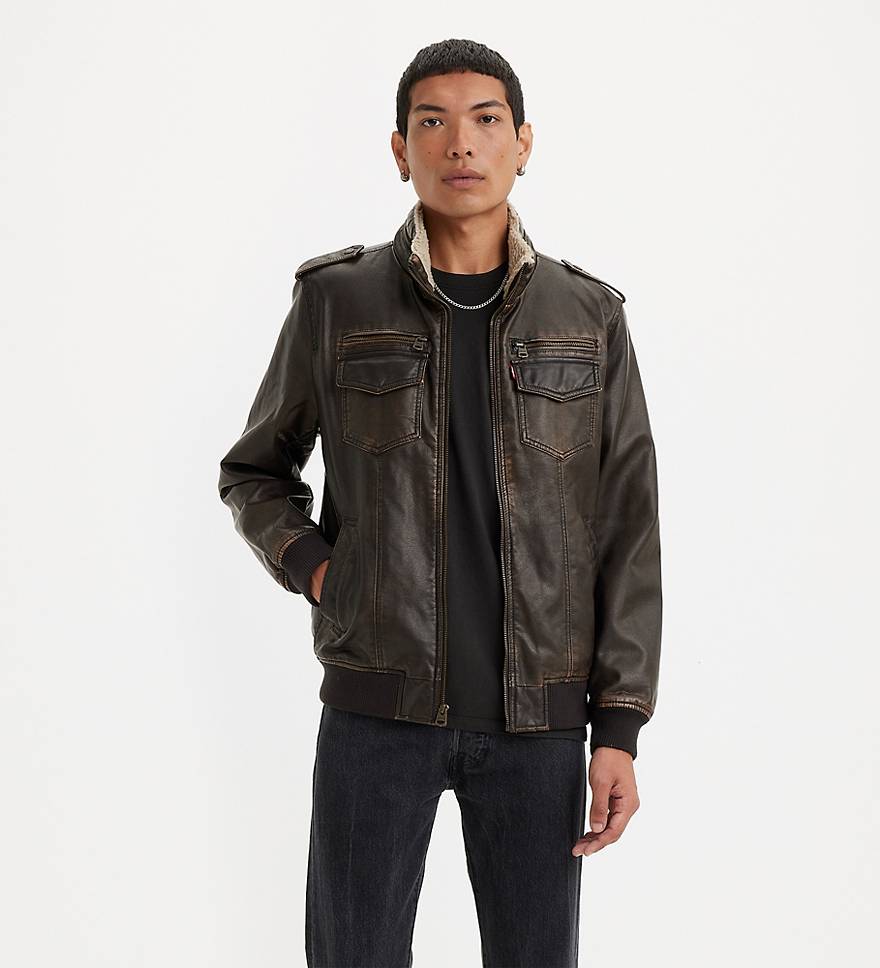 Faux Leather Sherpa Bomber Jacket - Black | Levi's® US
