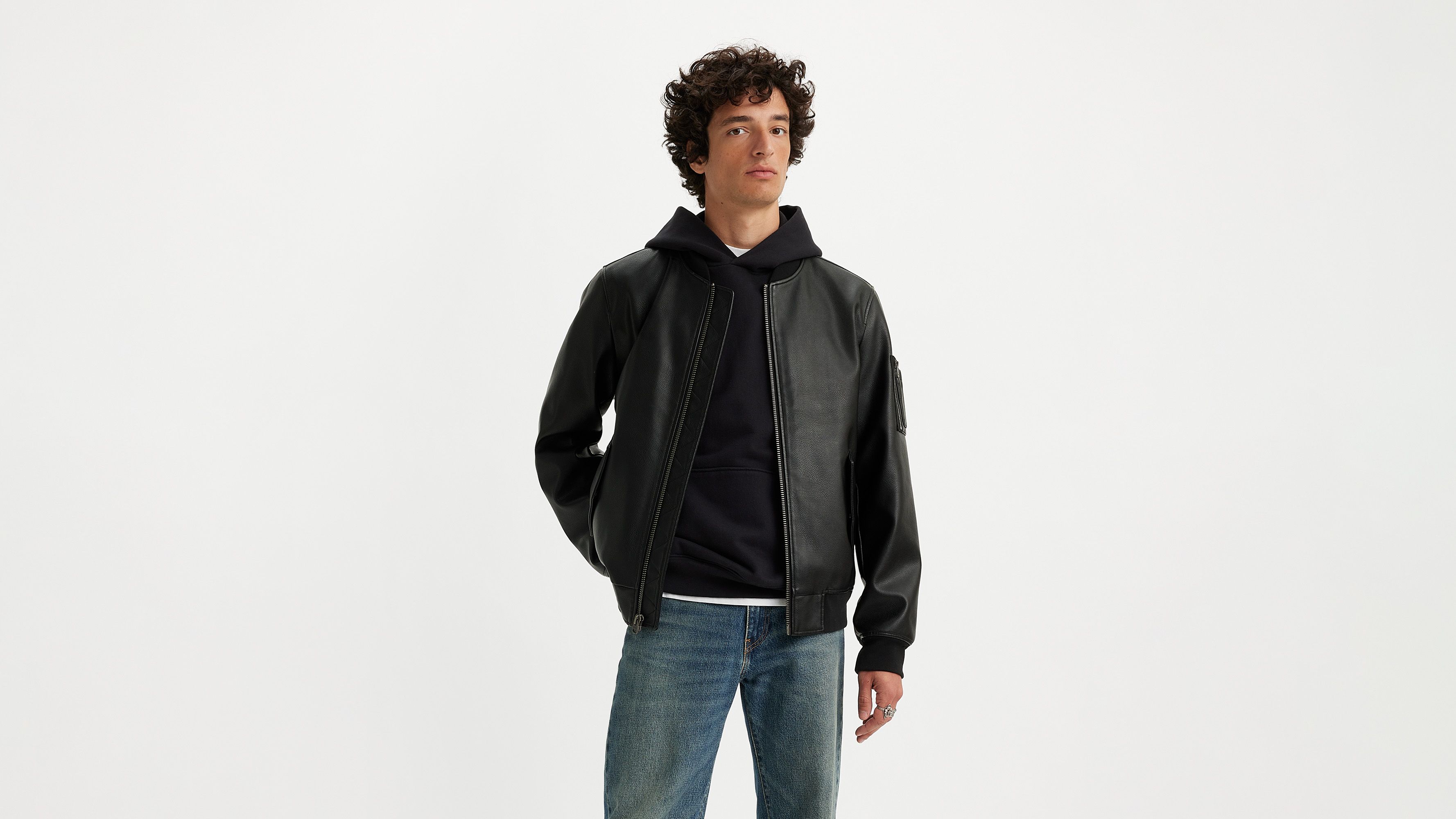 Levi's Men's Colorblock Varsity Bomber Jacket, Black W/Hood, X-Small at   Men's Clothing store