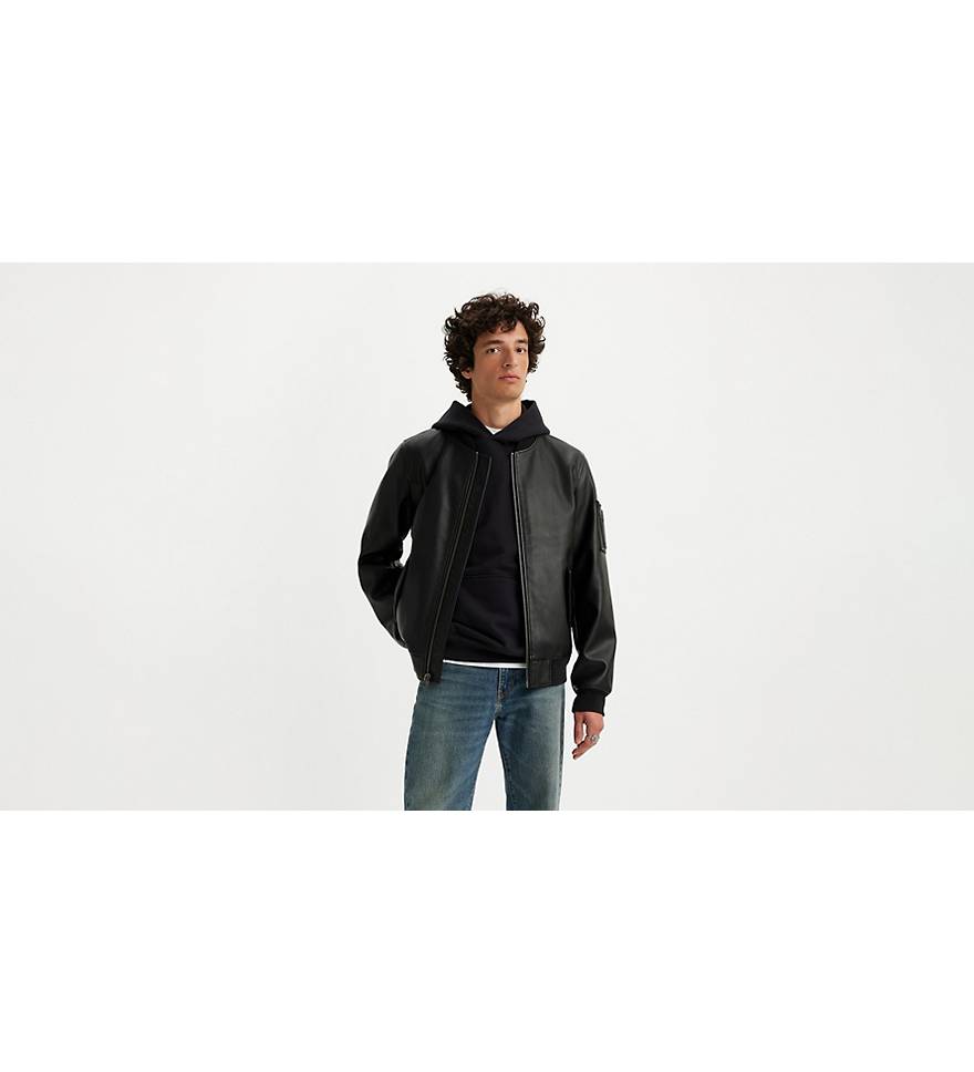 Faux Leather Varsity Bomber Jacket - Black | Levi's® US