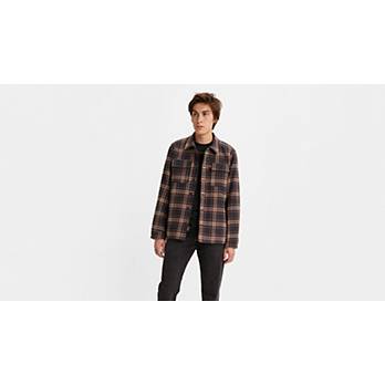 Cotton Plaid Quilted Lining Shacket 1