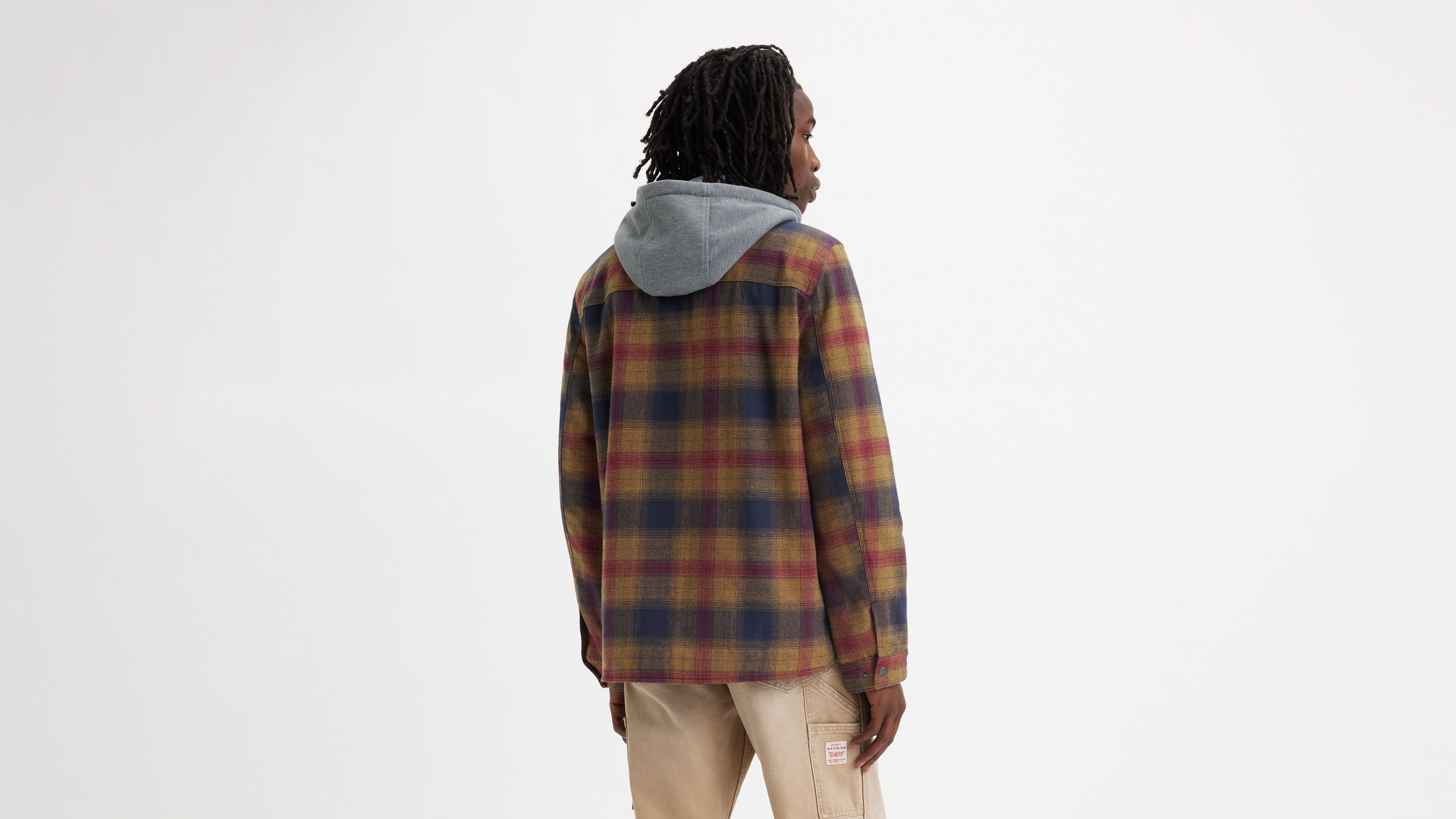 Cotton Plaid Sherpa Lined Fleece Hoodie Jacket 2