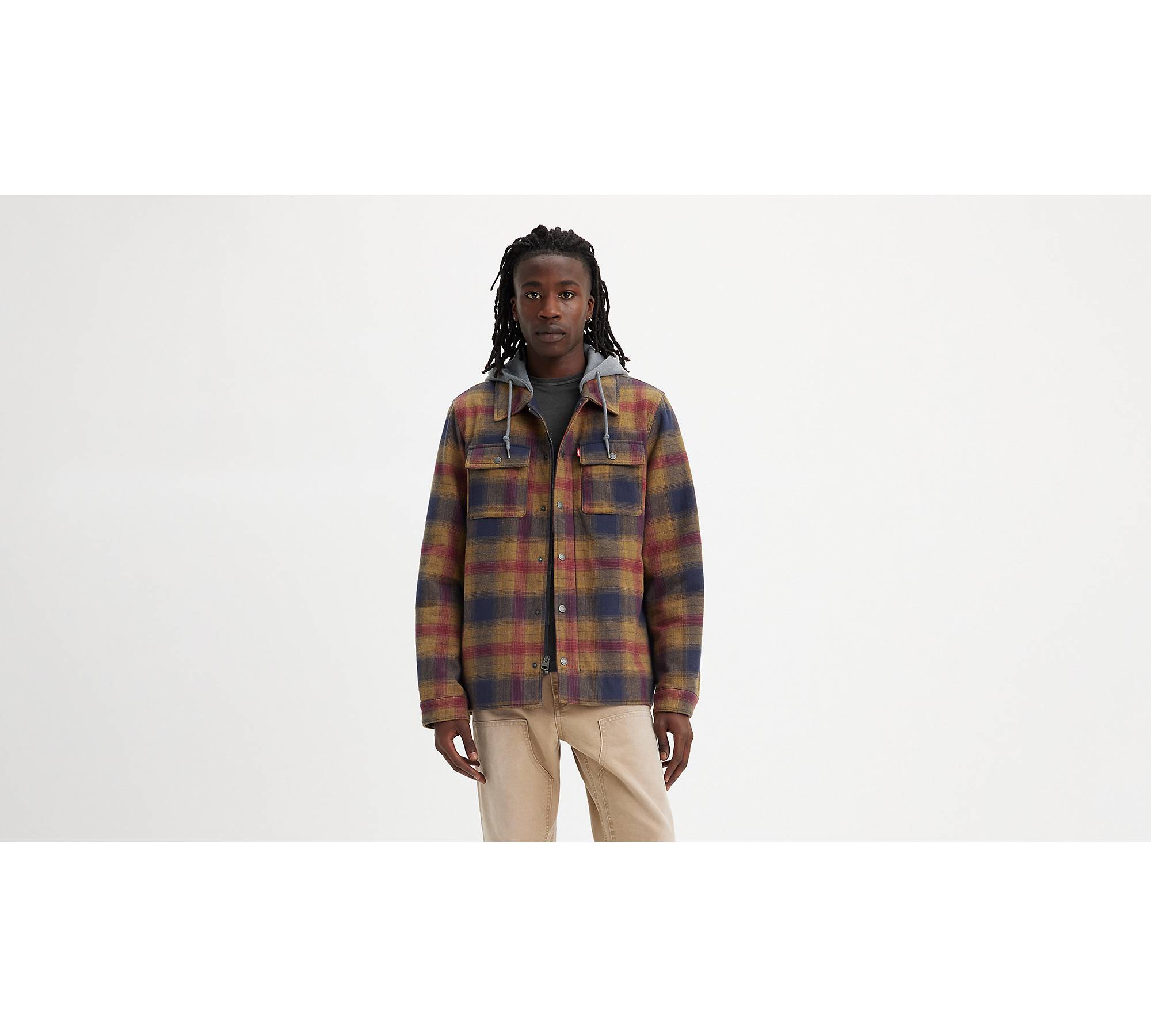 Cotton Plaid Sherpa Lined Fleece Hoodie Jacket - Multi-color | Levi\'s® US