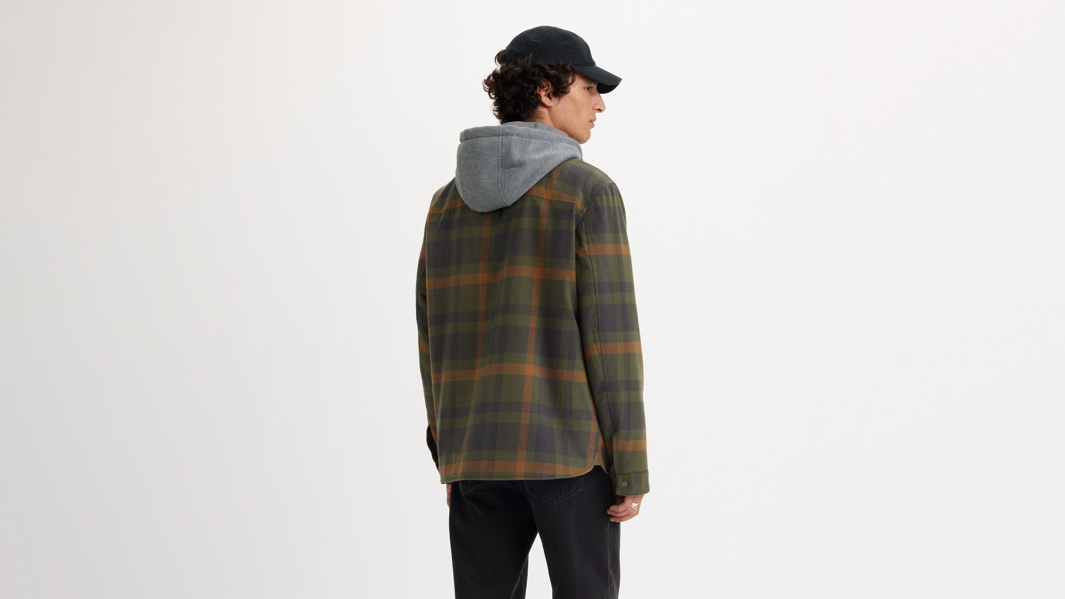 Cotton Plaid Sherpa Lined Fleece Hoodie Jacket 2