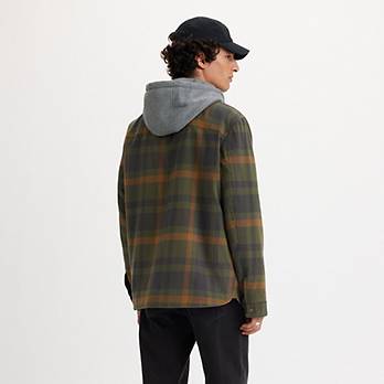 Cotton Plaid Sherpa Lined Fleece Hoodie Jacket 2