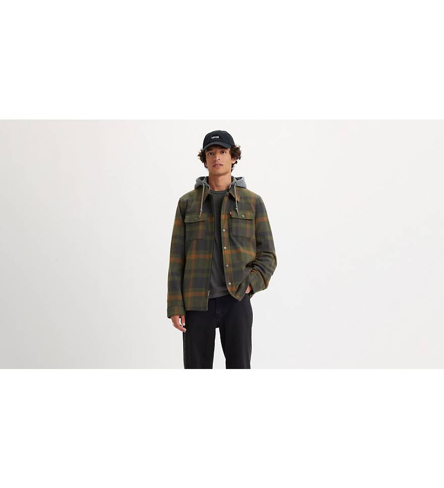 Cotton Plaid Sherpa Lined Fleece Hoodie Jacket - Multi-color | Levi's® US