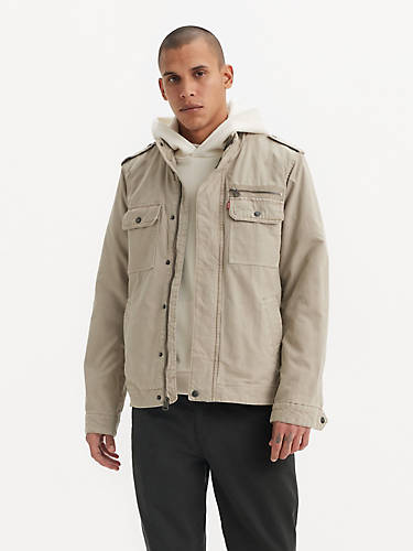 리바이스 Levi Cotton Military Jacket,Stone - Grey