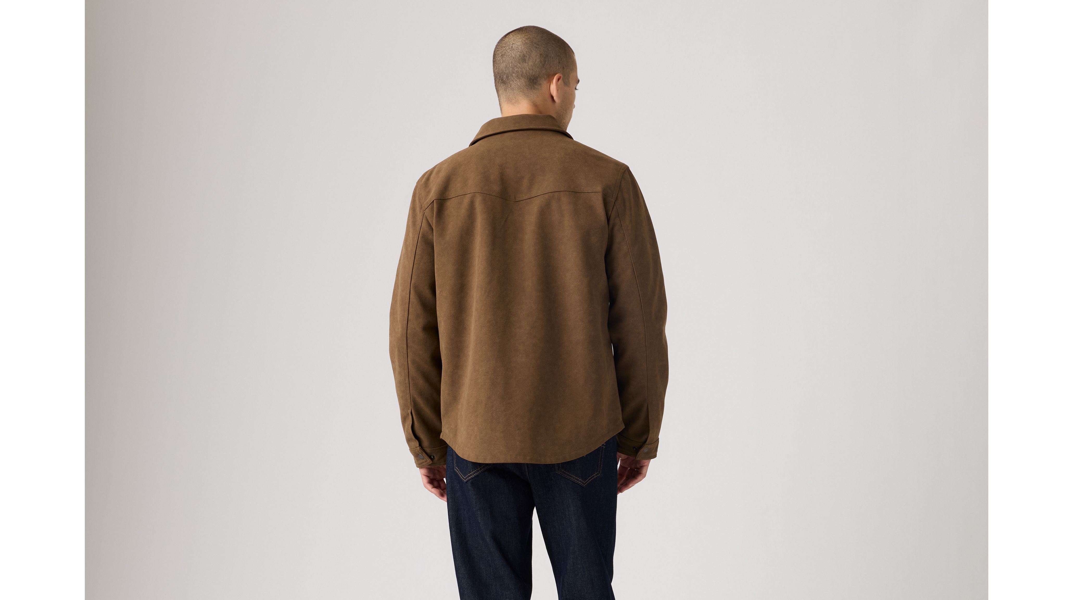 Levi's Faux Suede Western Shacket In Cognac