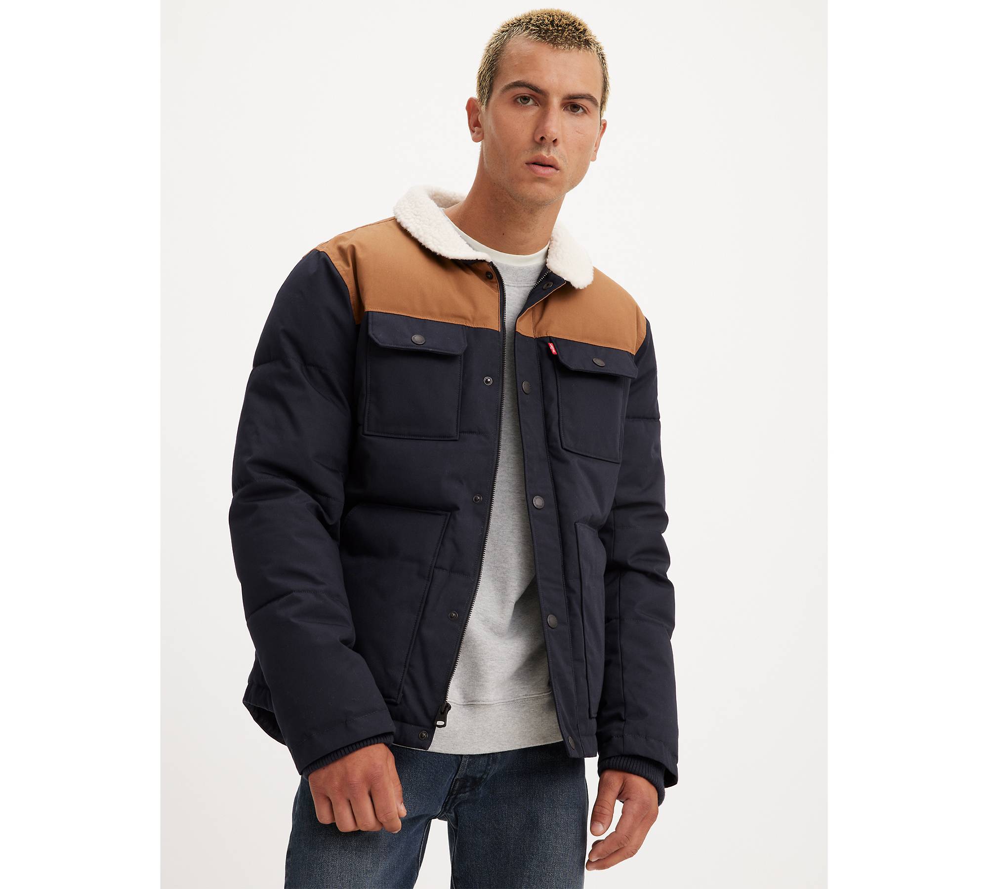 Quilted Sherpa Puffer Jacket - Multi-color