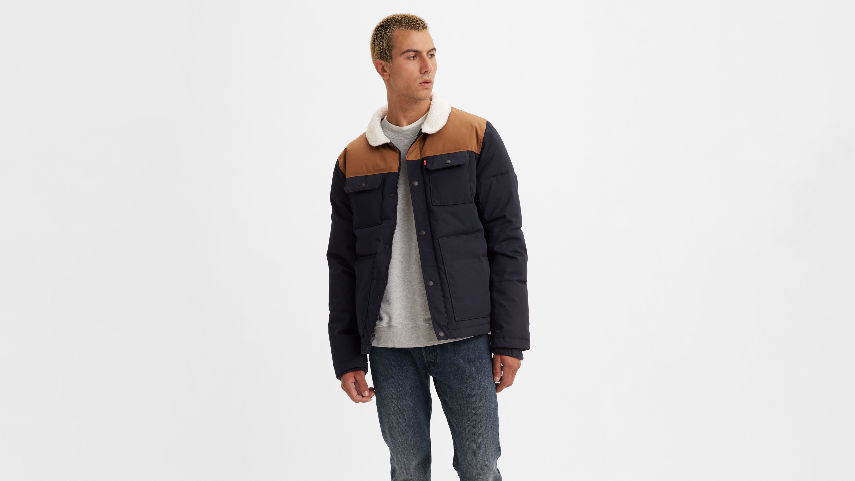 Quilted Sherpa Puffer Jacket Multi color Levi s CA