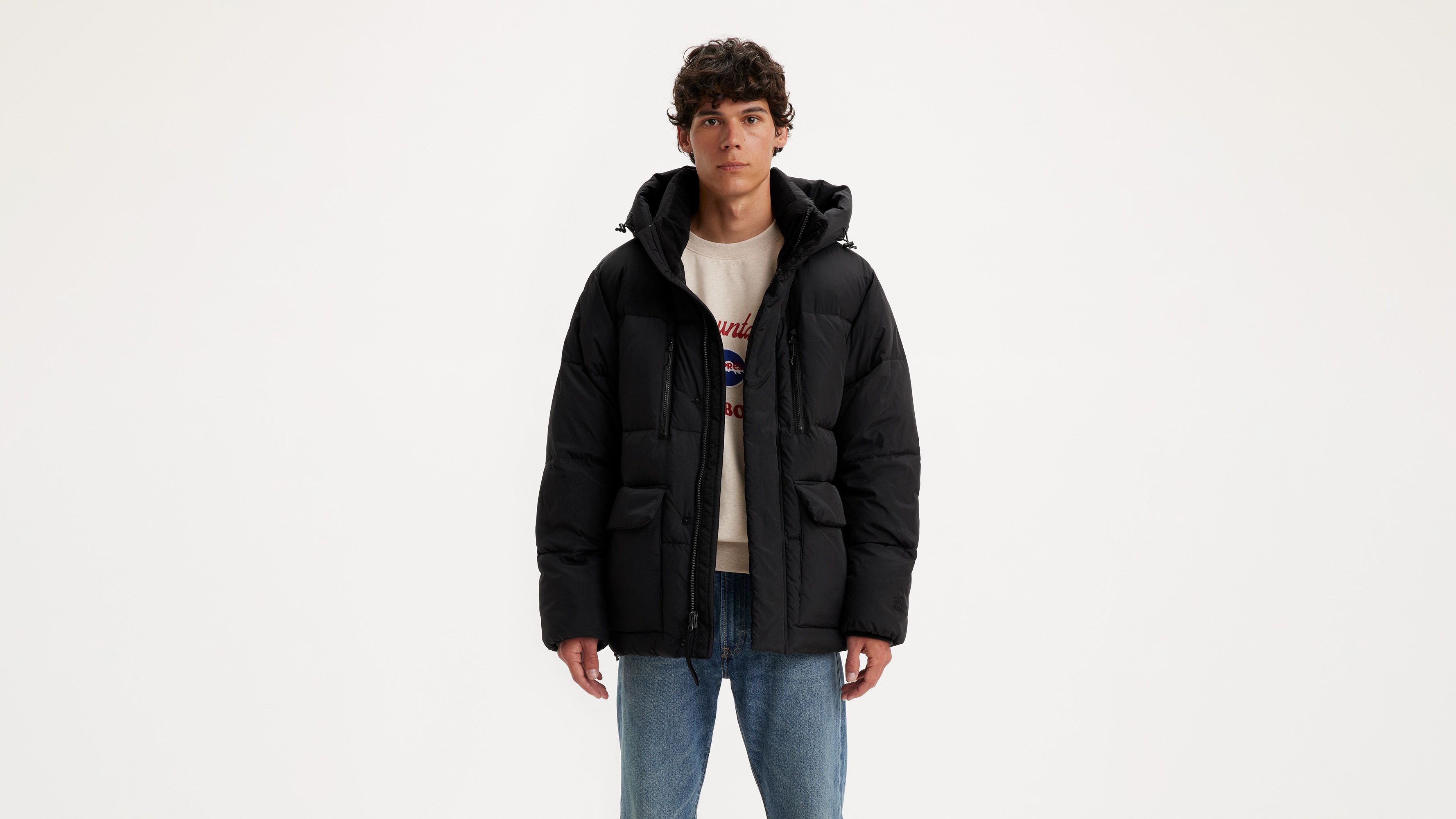 Puffer jacket without online hood mens