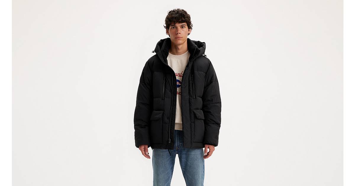 Dry Touch Nylon Hooded Puffer Jacket - Black | Levi's® US