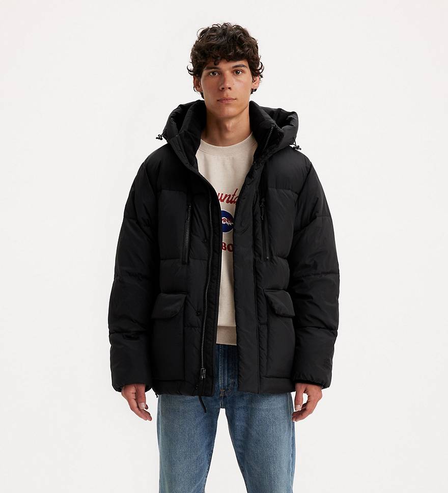 Dry Touch Nylon Hooded Puffer Jacket 1