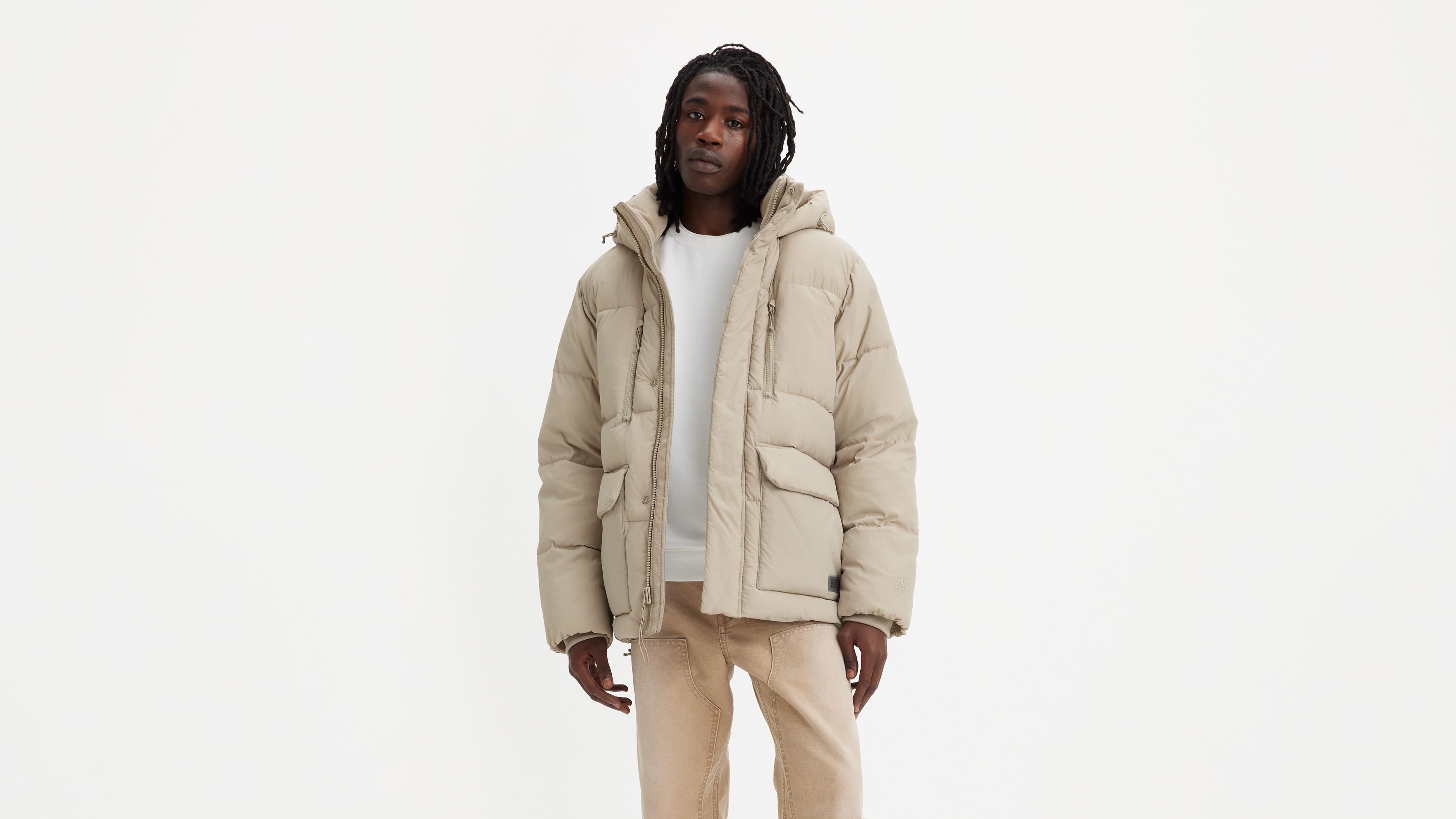 Cropped Nylon Puffer Jacket W/hood