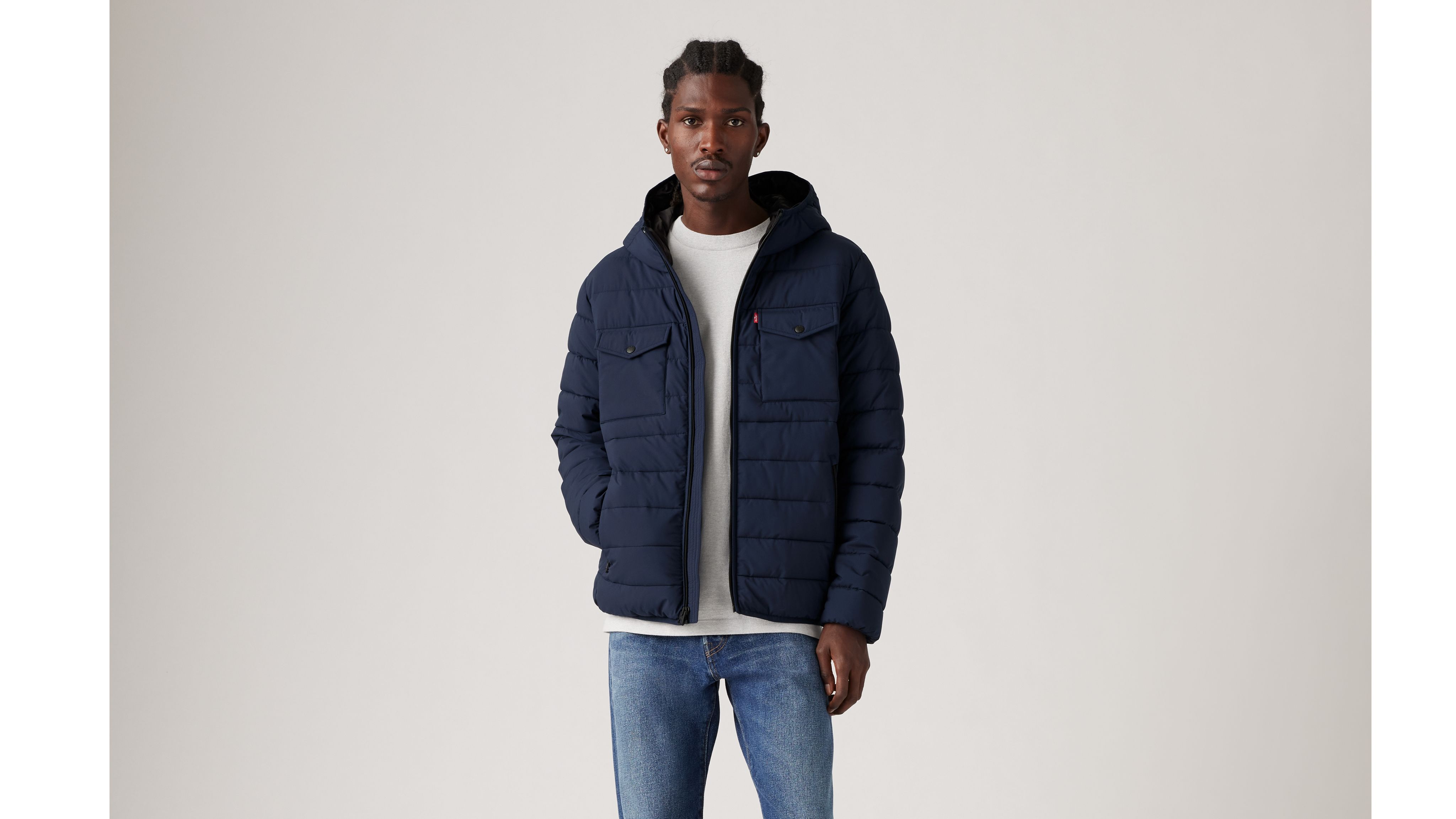 Hooded 2 Chest Pocket Puffer Jacket - Blue | Levi's® US